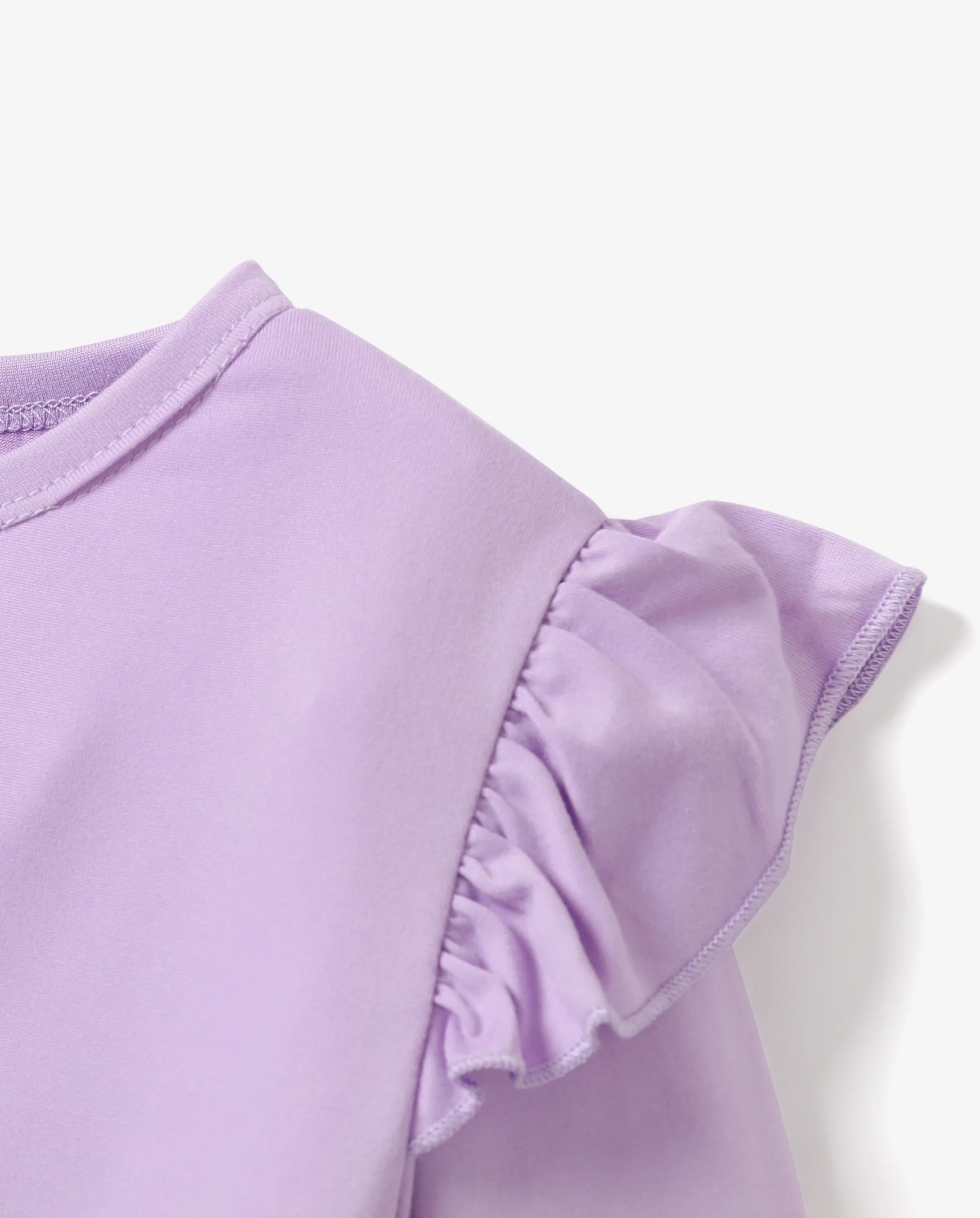 2-piece Kid Girl Bowknot Ruffled Long-sleeves Tee and Flower Allover Print Pants Light Purple - Image 6