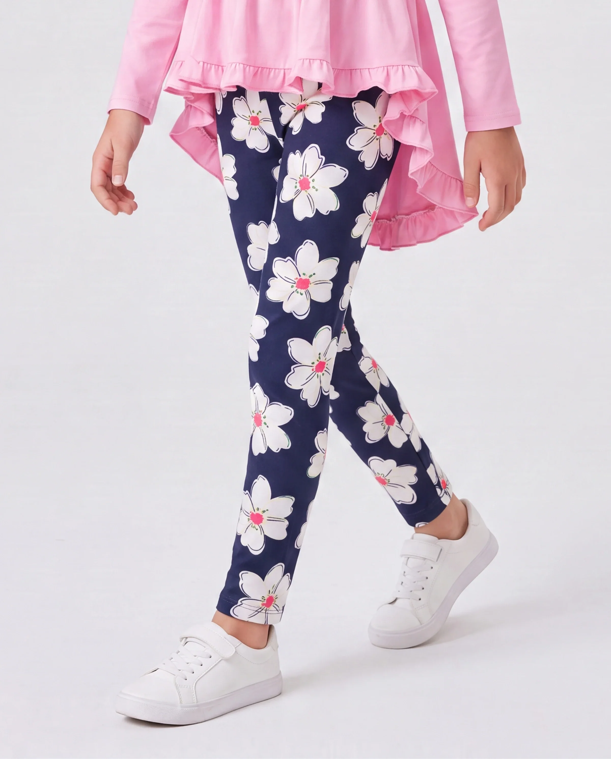 2-piece Kid Girl Bowknot Ruffled Long-sleeves Tee and Flower Allover Print Pants Pink - Image 4