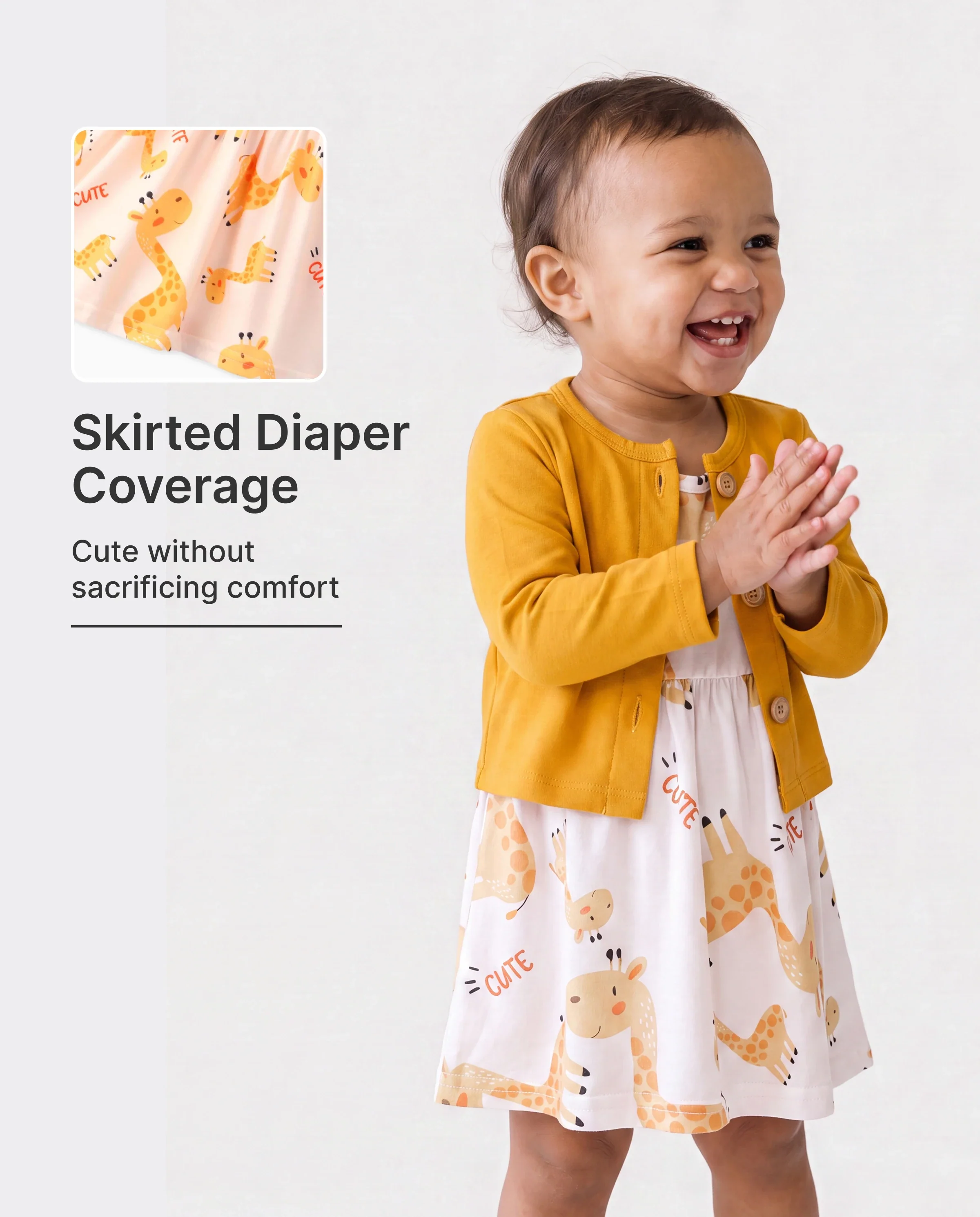 2pcs Baby Girl Pink Cardigan and Elephant Print Dress Set Ginger-2 - Image 2