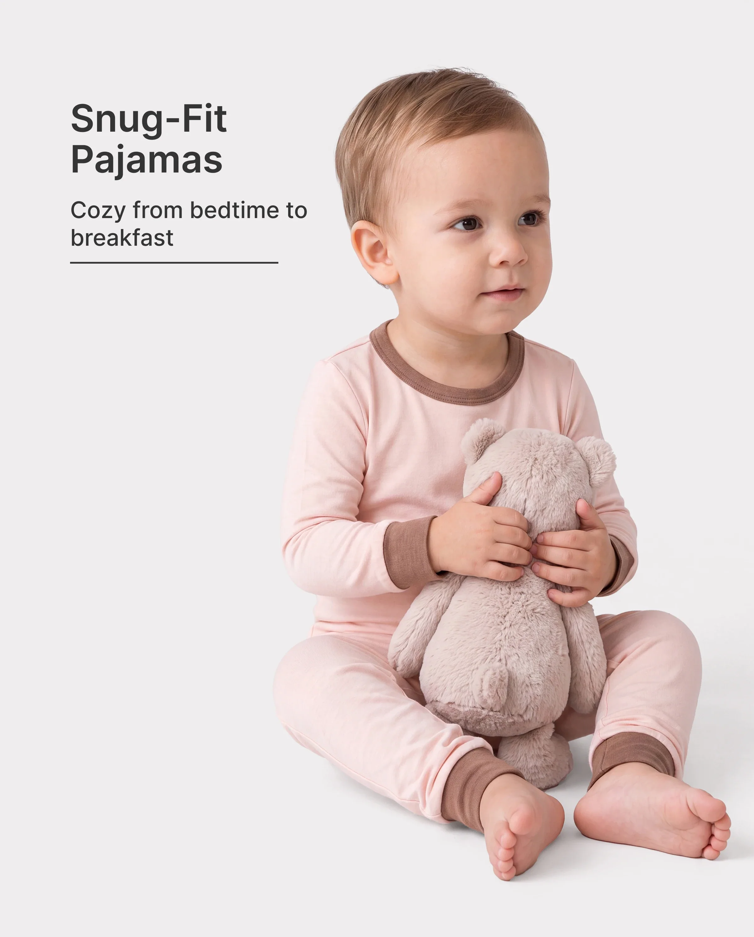 Baby 2-piece Tencel Modal Pajamas Set for Girls / Boys ( Snug-Fitting ) Apricot
