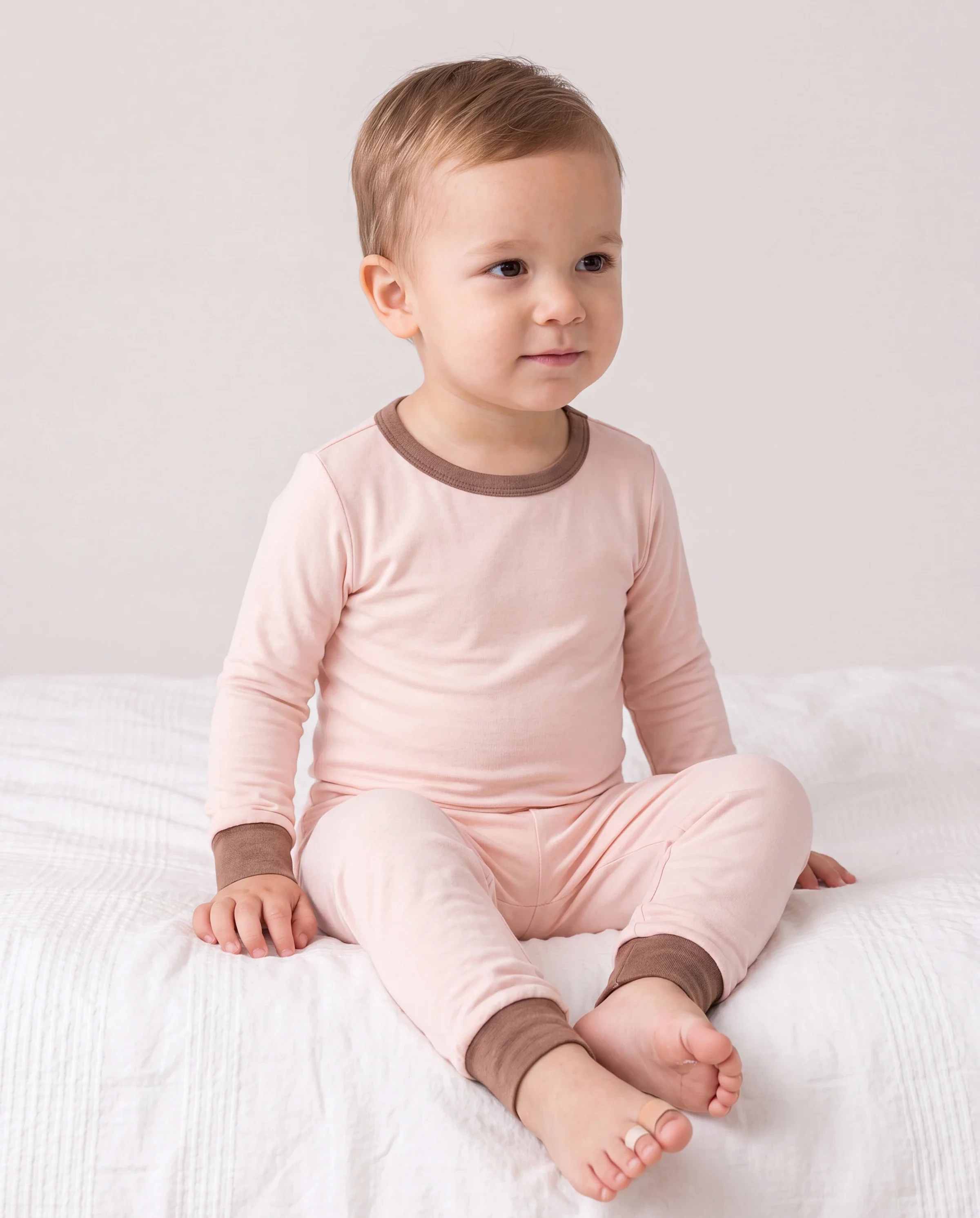 Baby 2-piece Tencel Modal Pajamas Set for Girls / Boys ( Snug-Fitting ) Apricot - Image 3