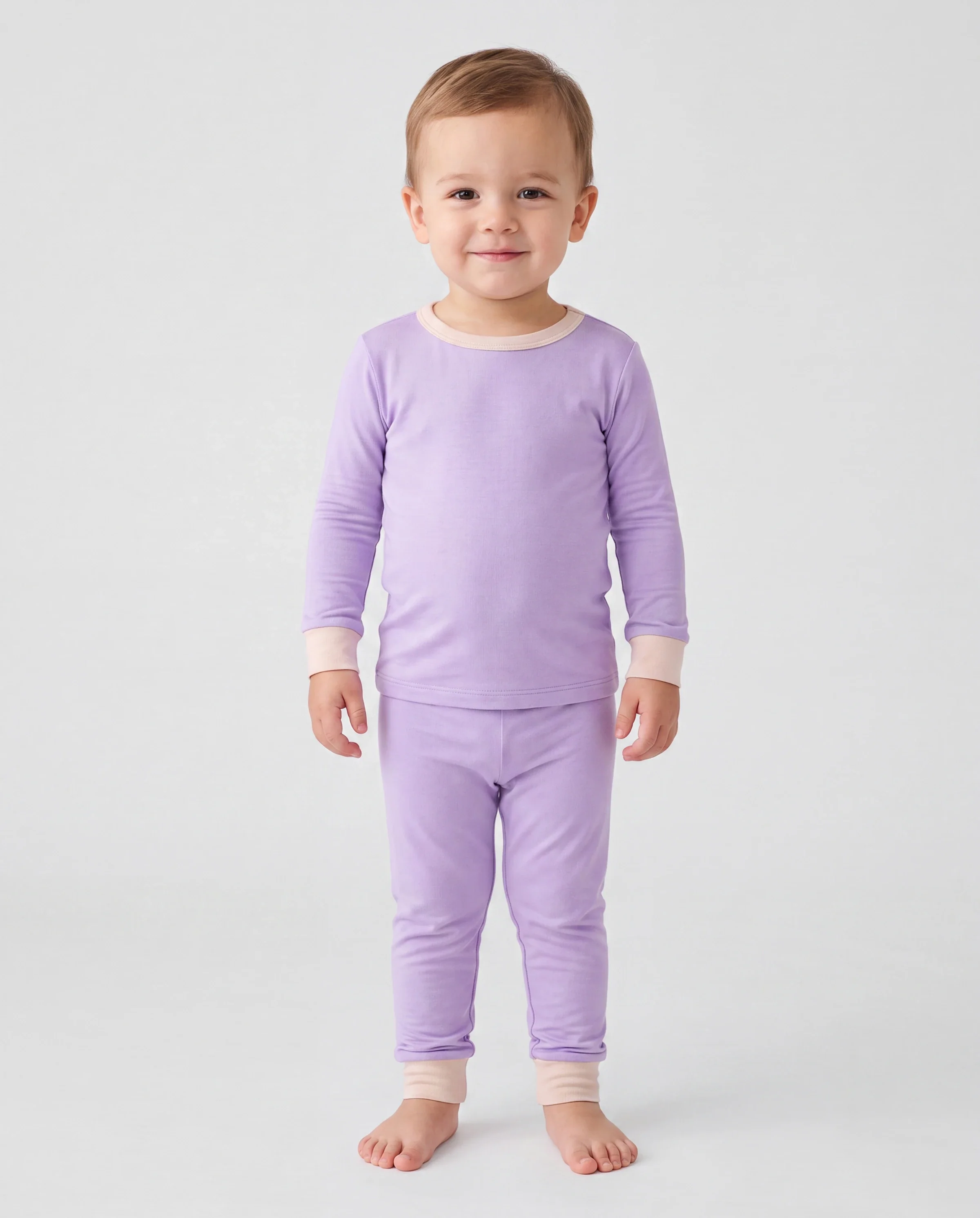 Baby 2-piece Tencel Modal Pajamas Set for Girls / Boys ( Snug-Fitting ) Purple - Image 2