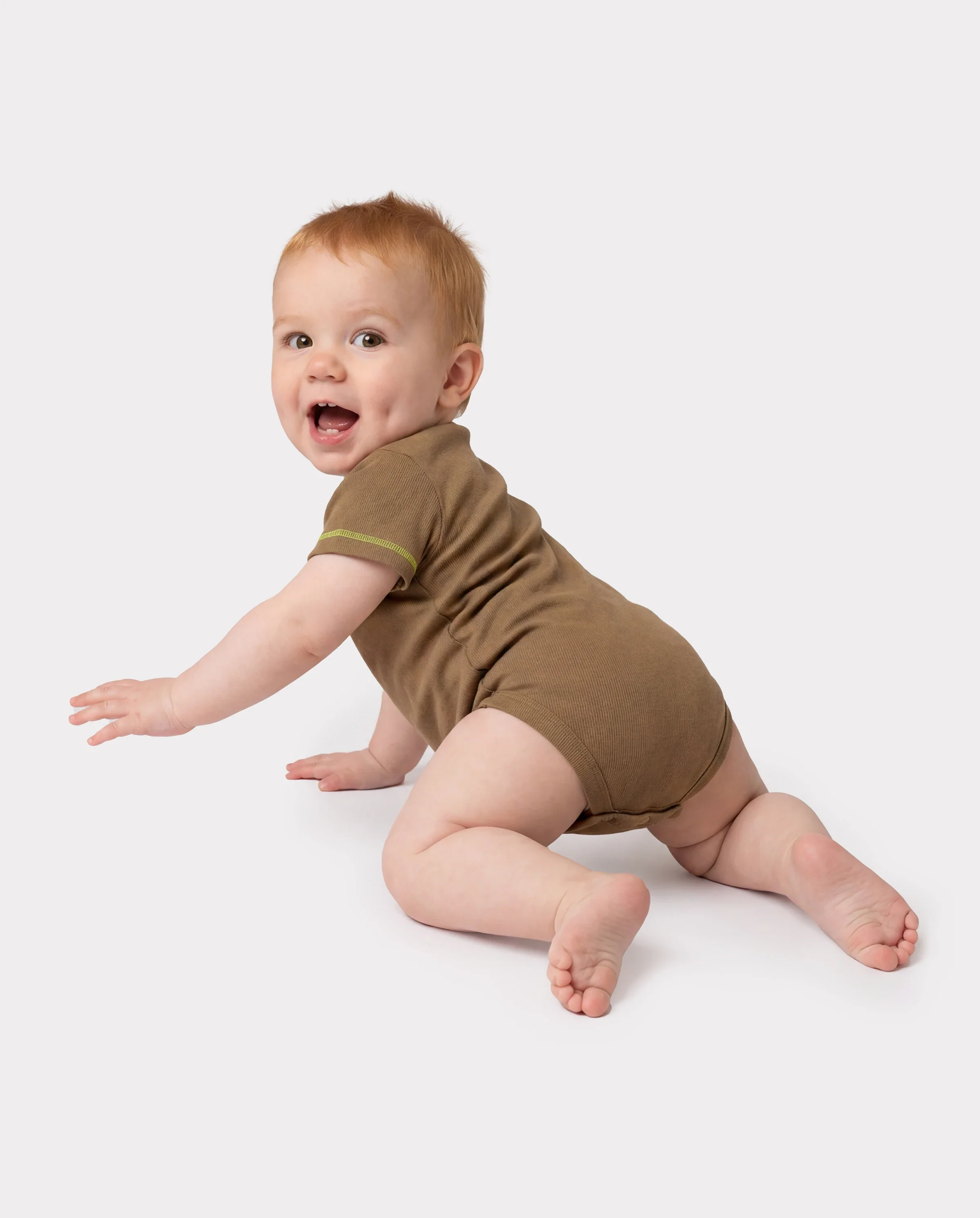 Baby Boy/Girl 3-Pack Lyocell Solid Color Romper Brown - Image 3