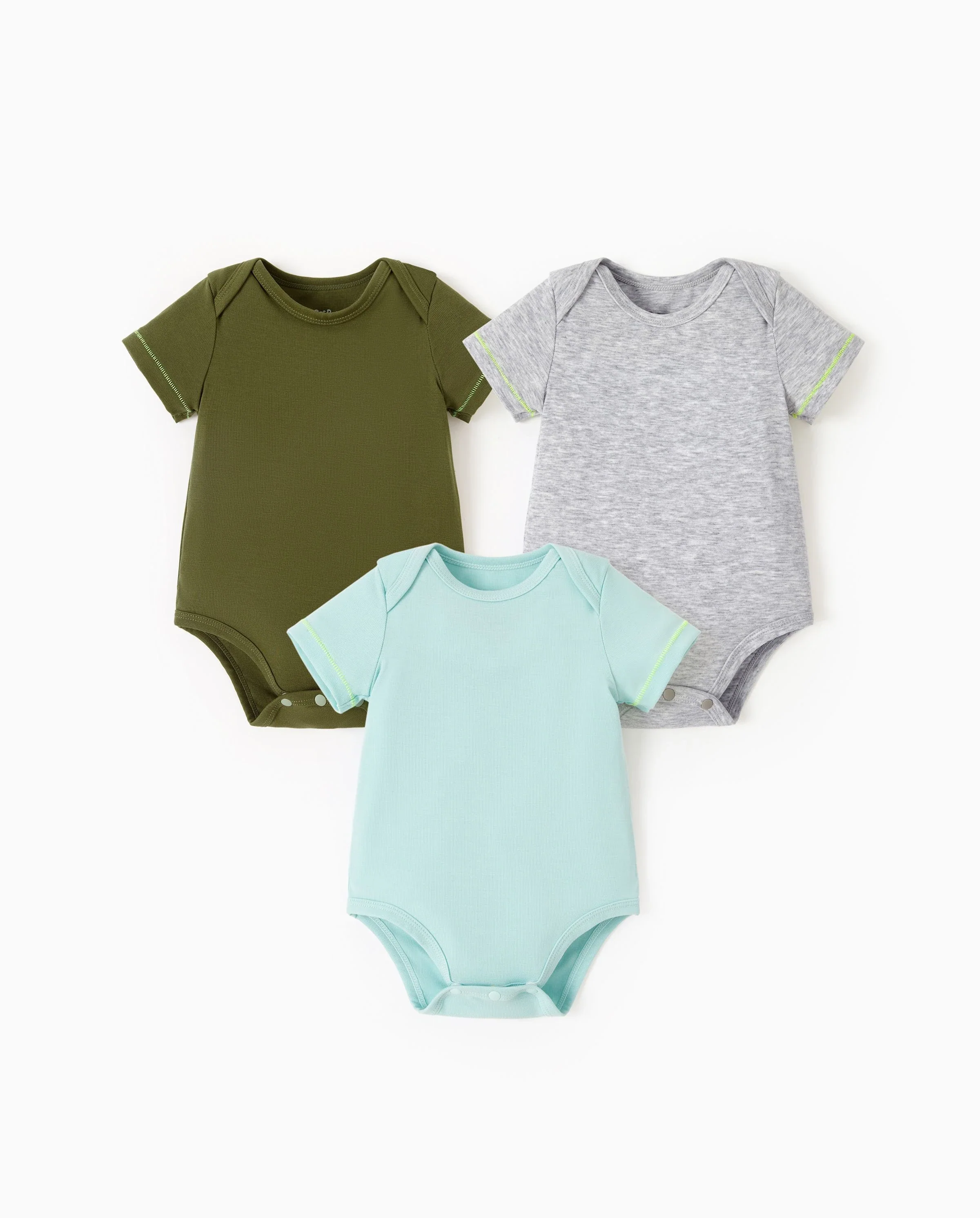 Baby Boy/Girl 3-Pack Lyocell Solid Color Romper Dark Green - Image 6