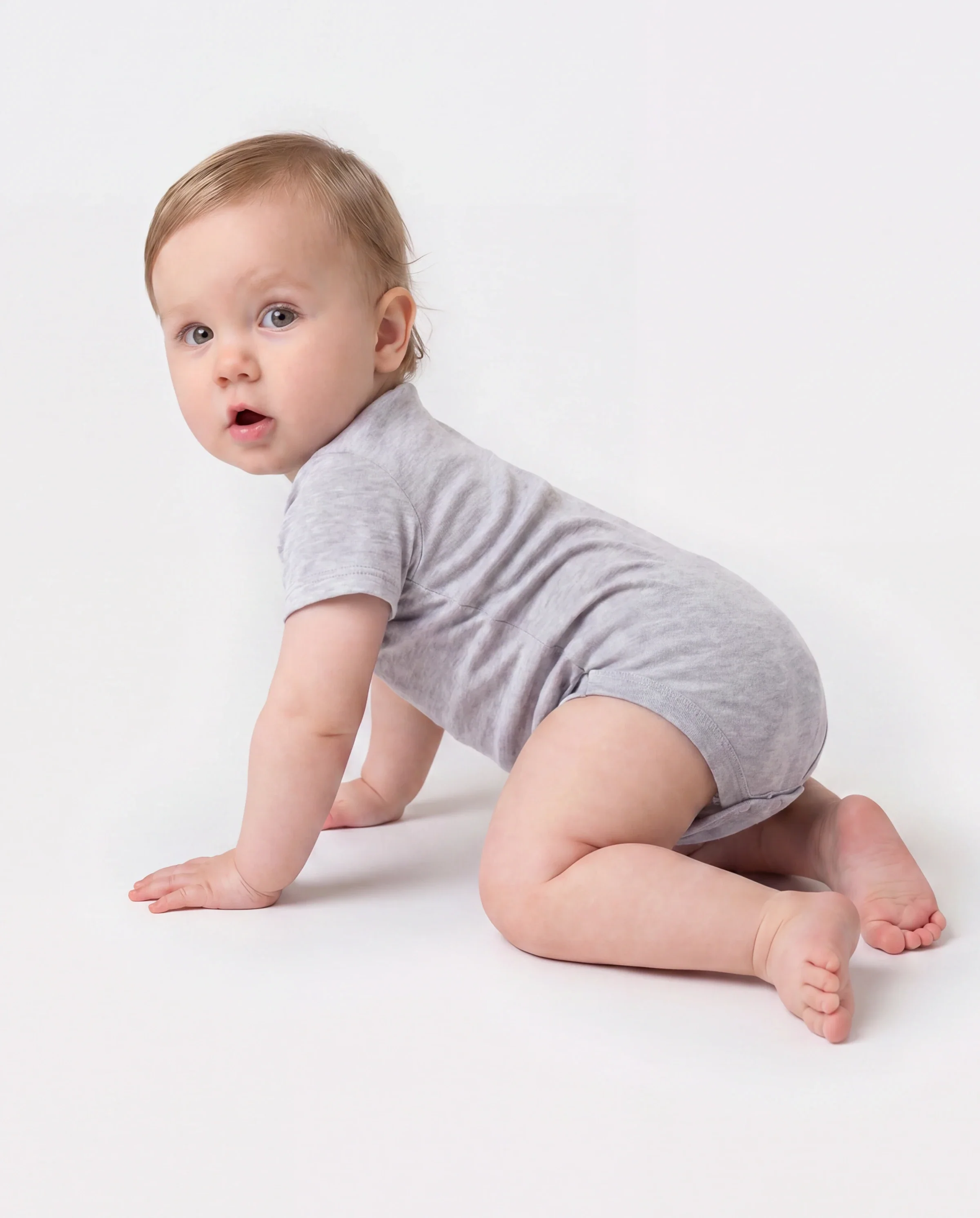 Baby Boy/Girl 4-Piece Modal Solid Color Rompers Set White - Image 3