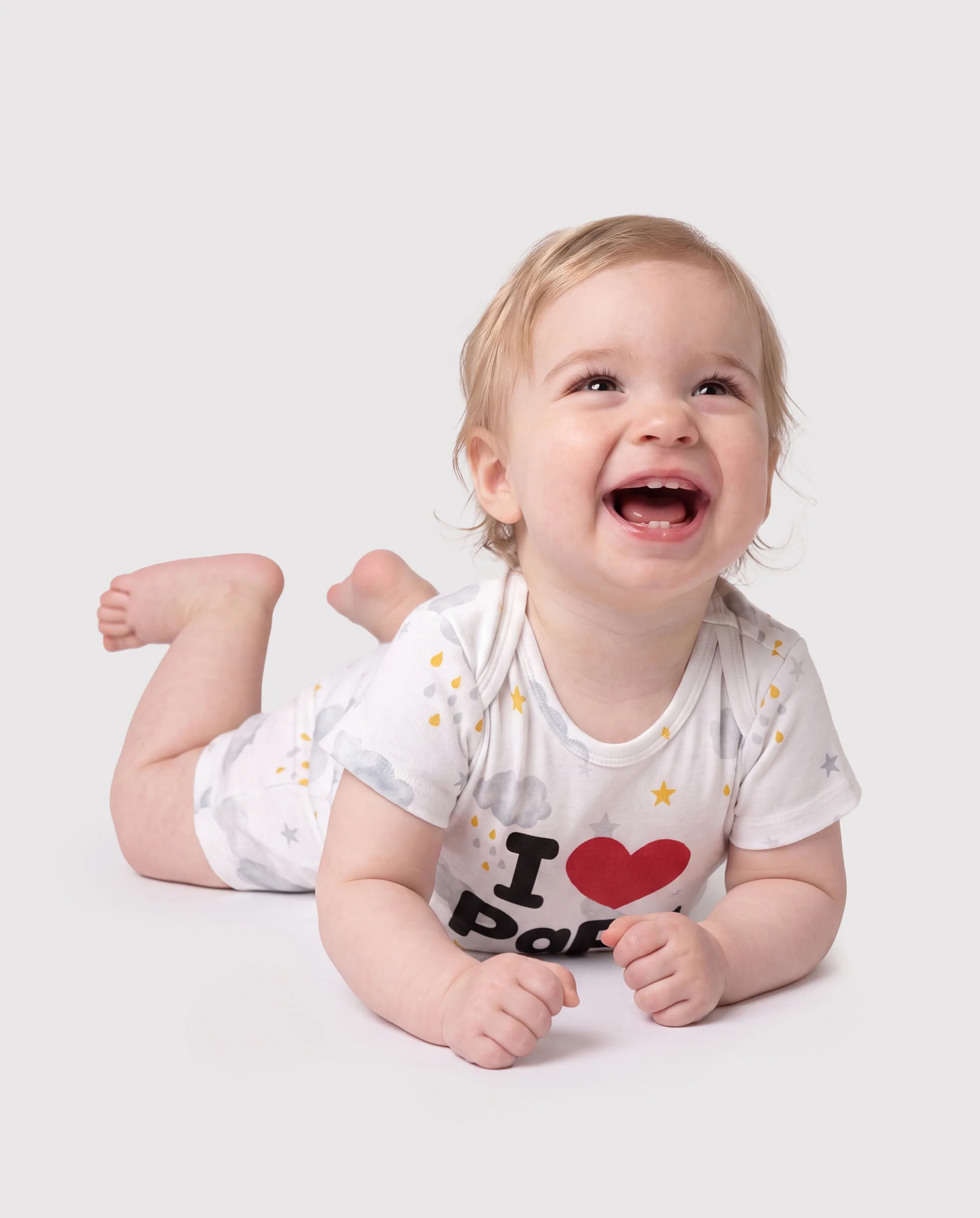 Baby Boy/Girl Childlike Letter Print Romper Grey - Image 2