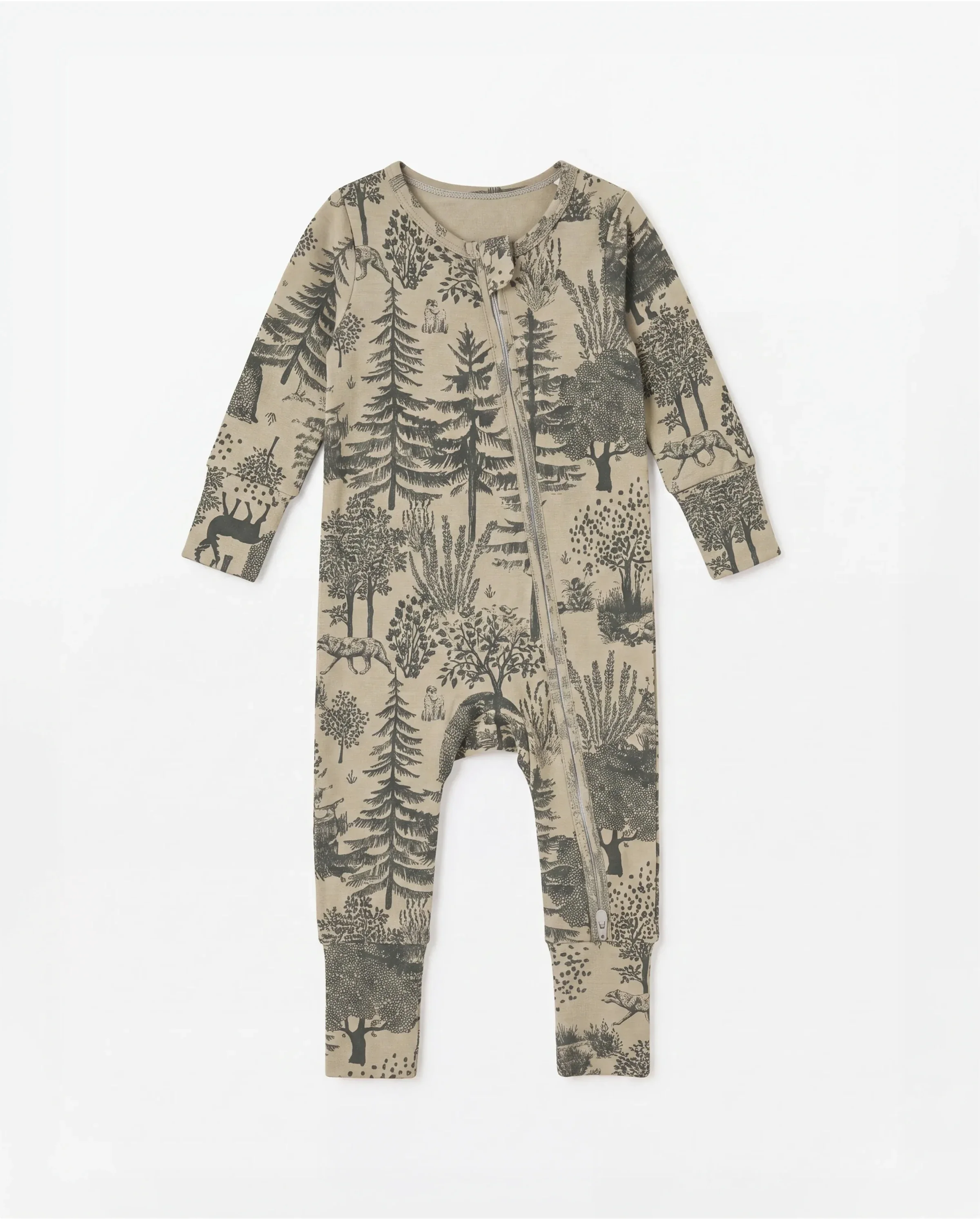 Baby Boy/Girl Plant Print Zip-up Snug-Fitting Wool Pajamas Green - Image 5