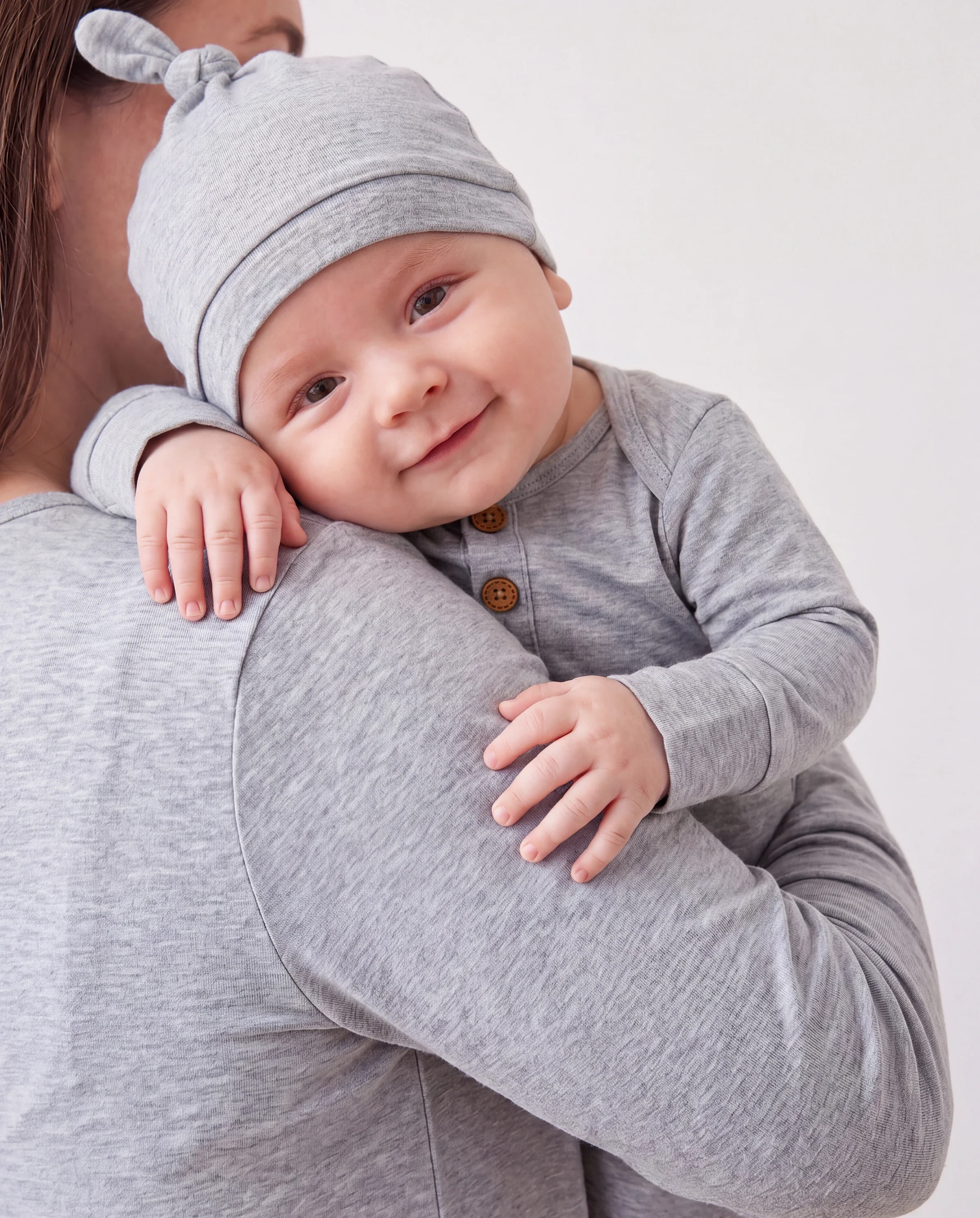 Baby Boy/Girl Solid Color Baby Sleeping Bag Infant Gown with Hat Grey - Image 2