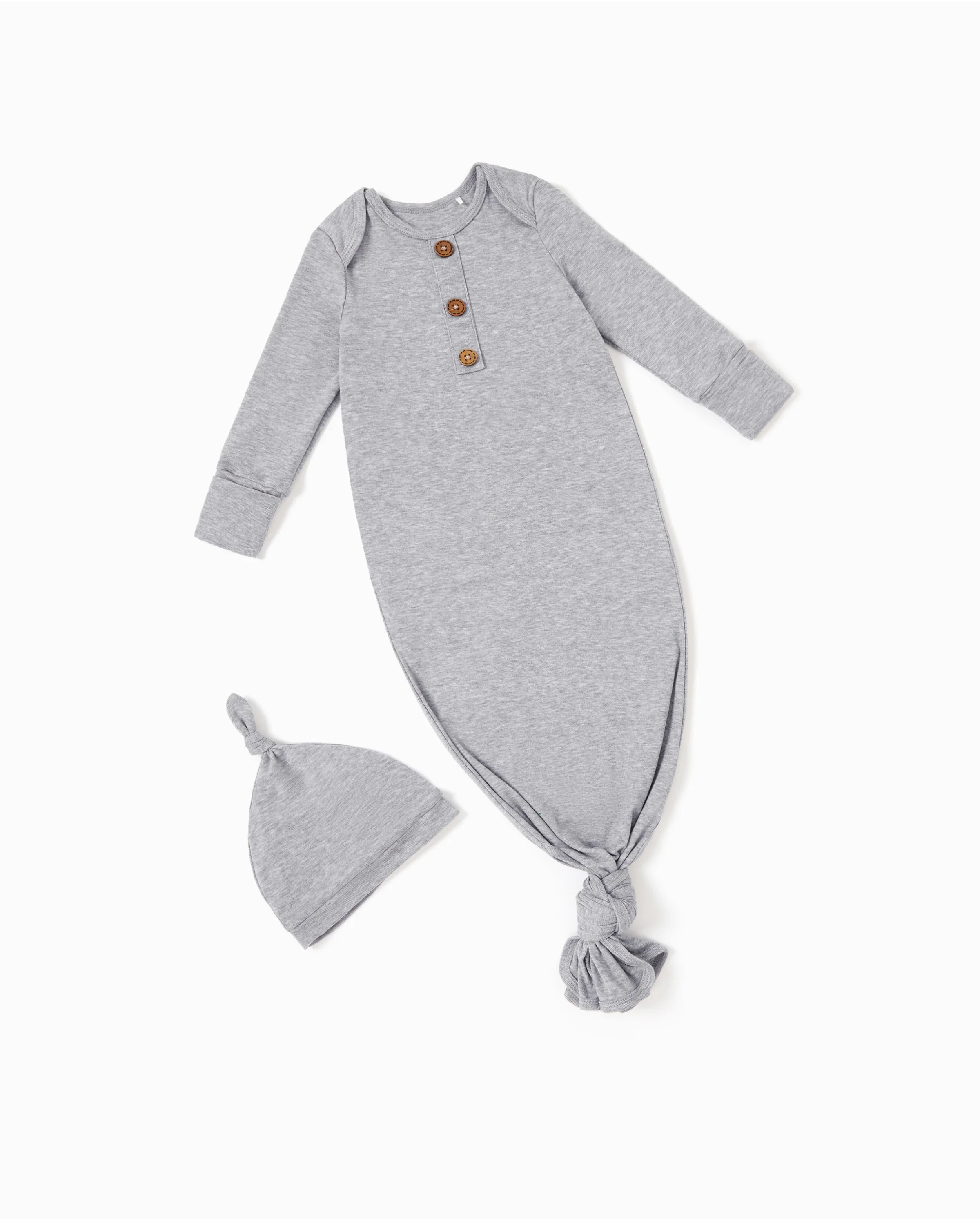 Baby Boy/Girl Solid Color Baby Sleeping Bag Infant Gown with Hat Grey - Image 5