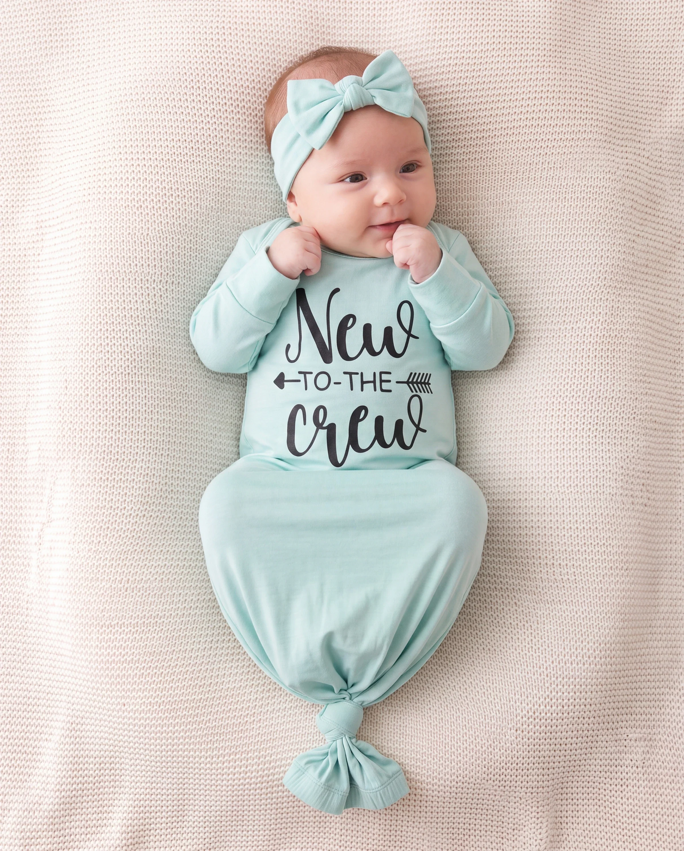 Baby / Girl Bamboo Sleeping Bag Infant Gown with Headband Light Green - Image 3