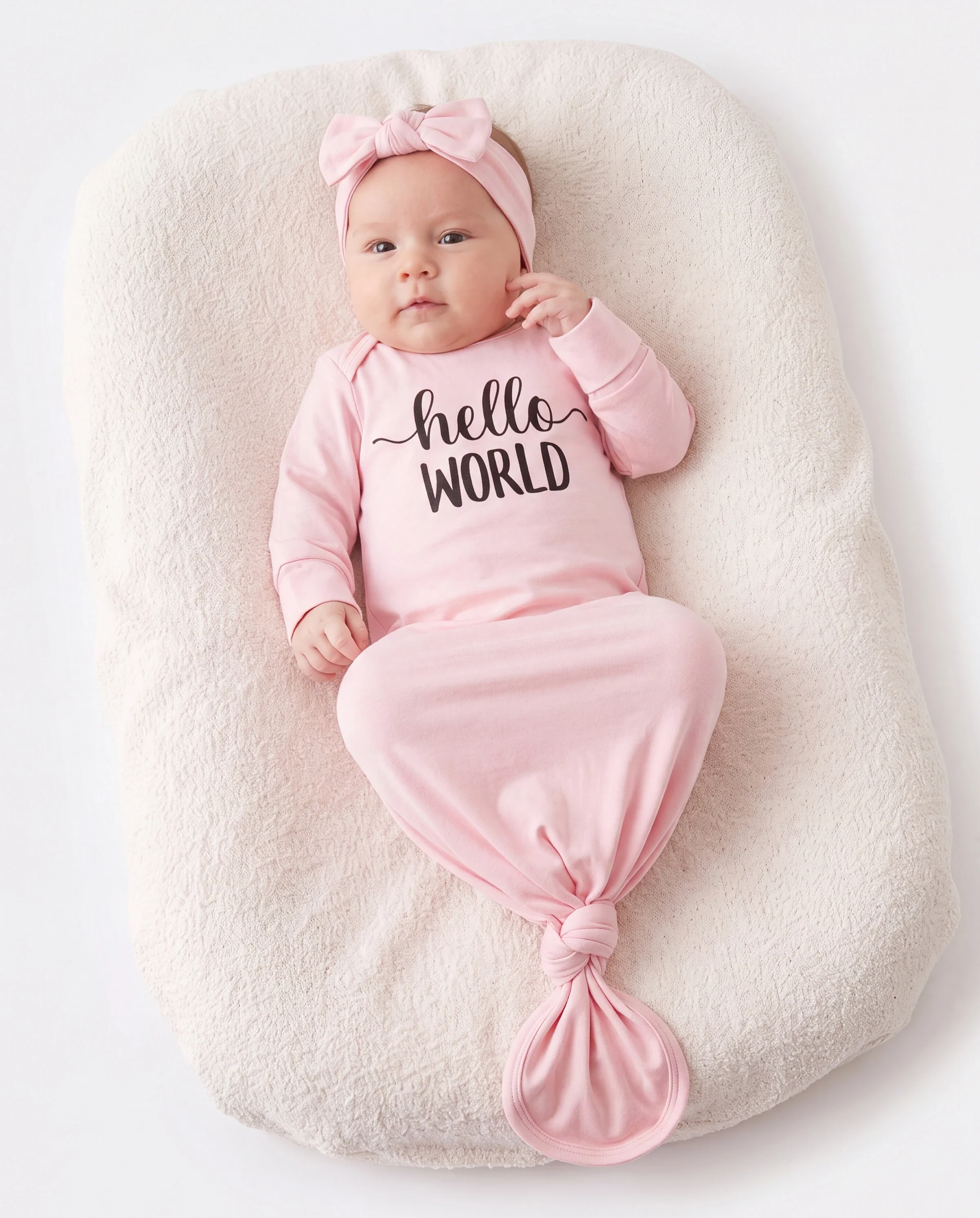 Baby / Girl Bamboo Sleeping Bag Infant Gown with Headband Pink - Image 3
