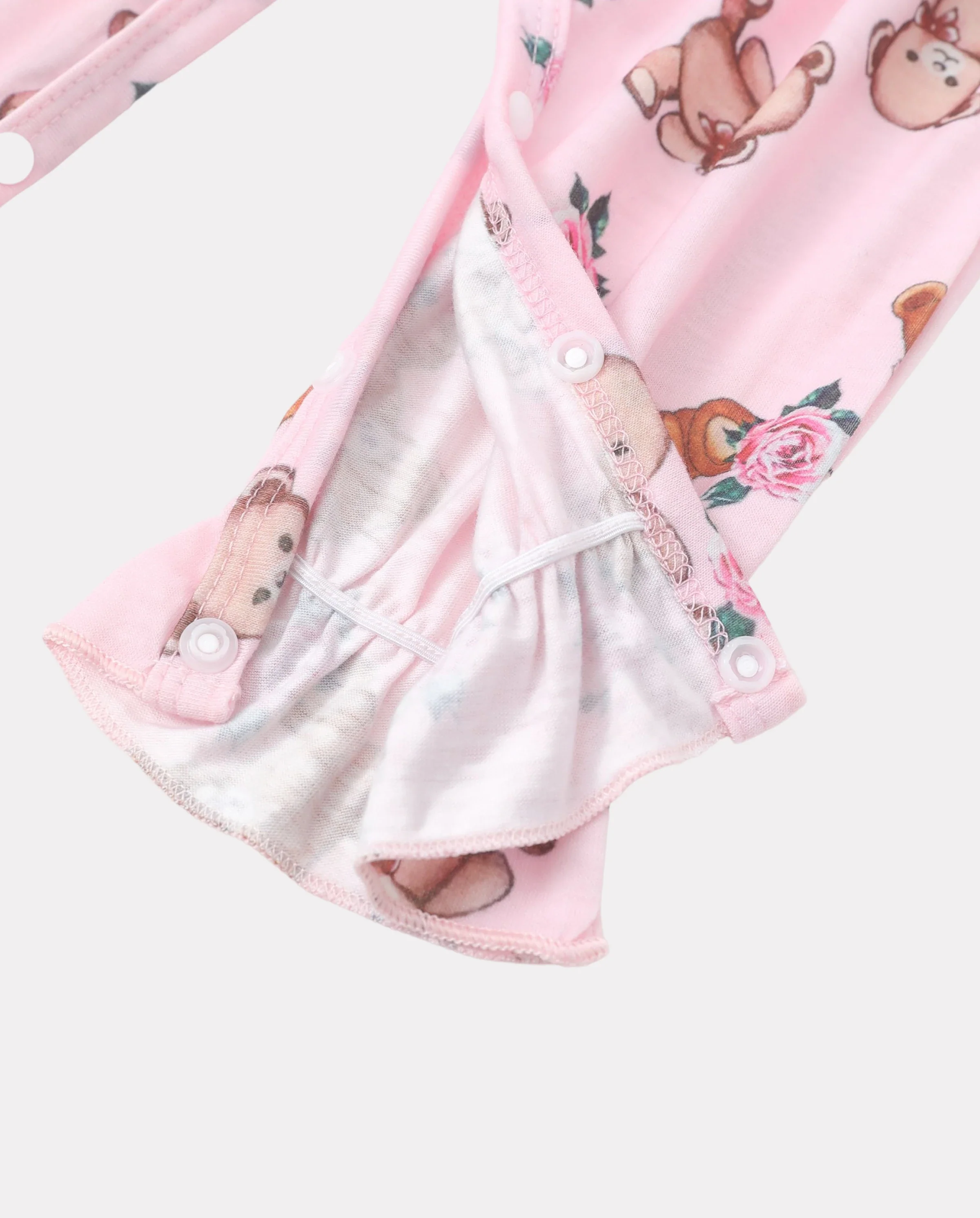 Baby Girl Bear Style Embroidered Floral Jumpsuit Pink - Image 4