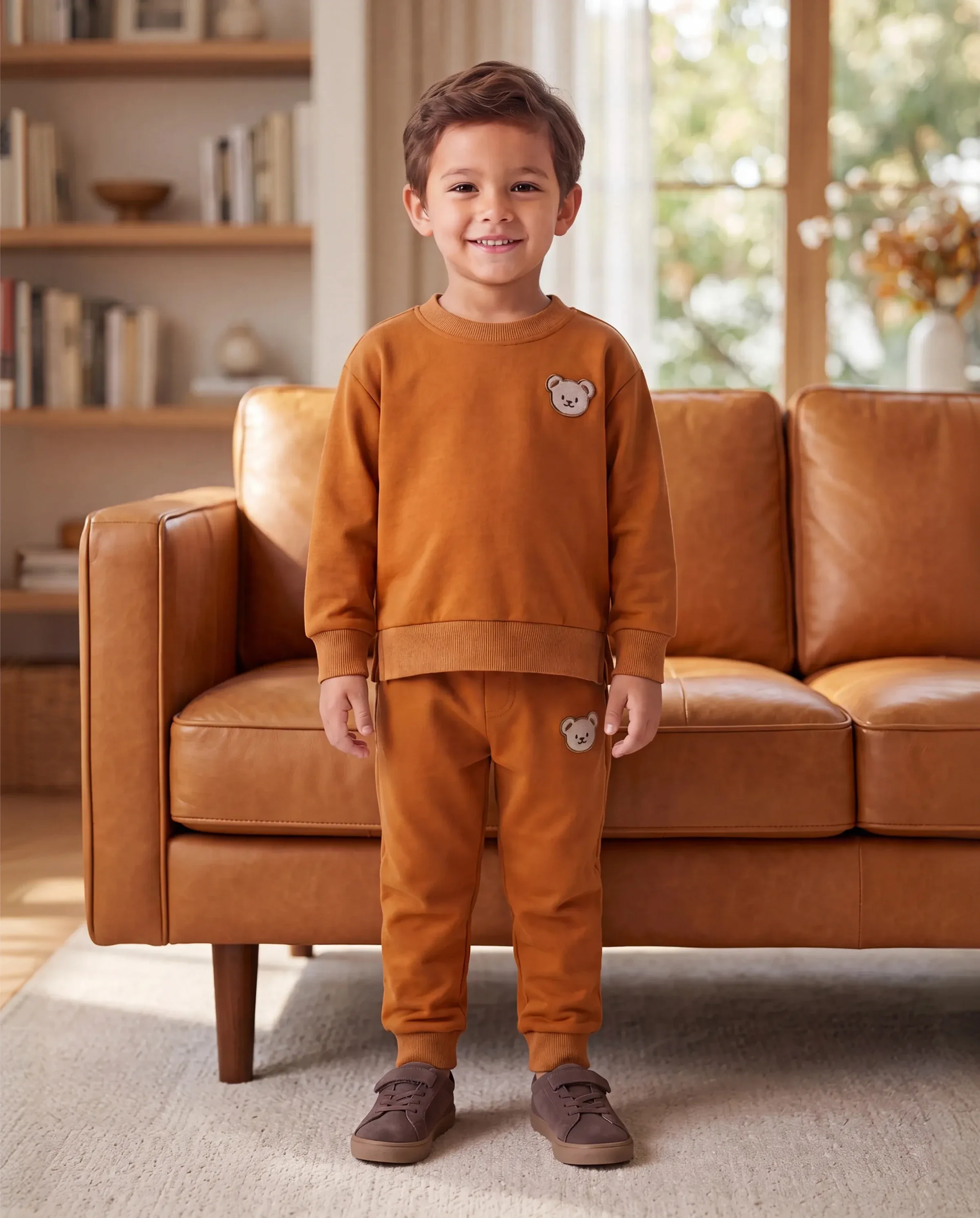 Baby/Toddler Boy Clothes 2pcs Bear Style Sweatshirt and Pants Set Brown - Image 8