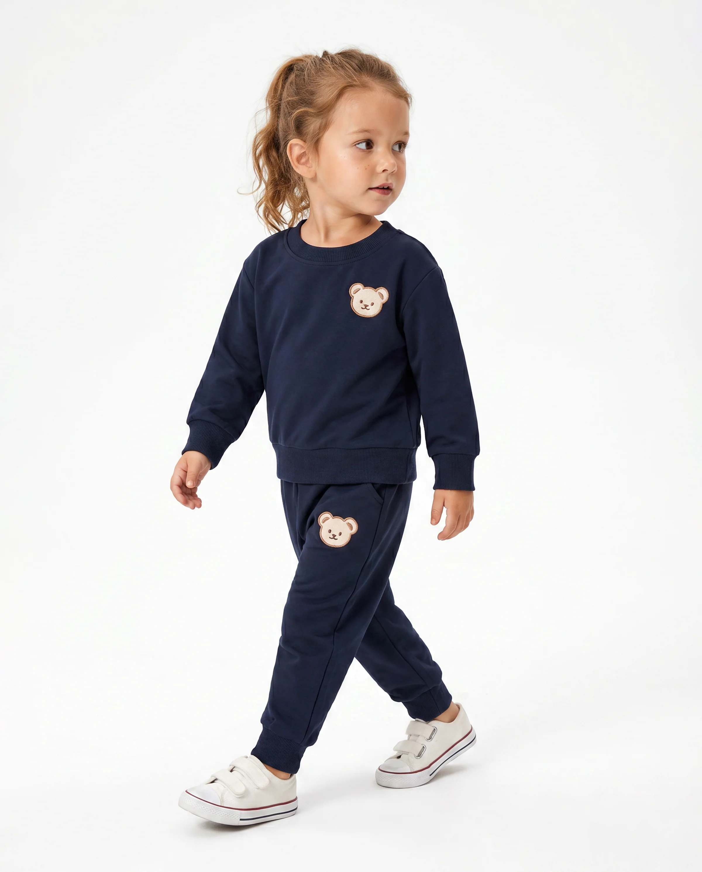 Baby/Toddler Girl/Boy Clothes 2pcs Bear Style Sweatshirt and Pants Set Dark Blue - Image 4