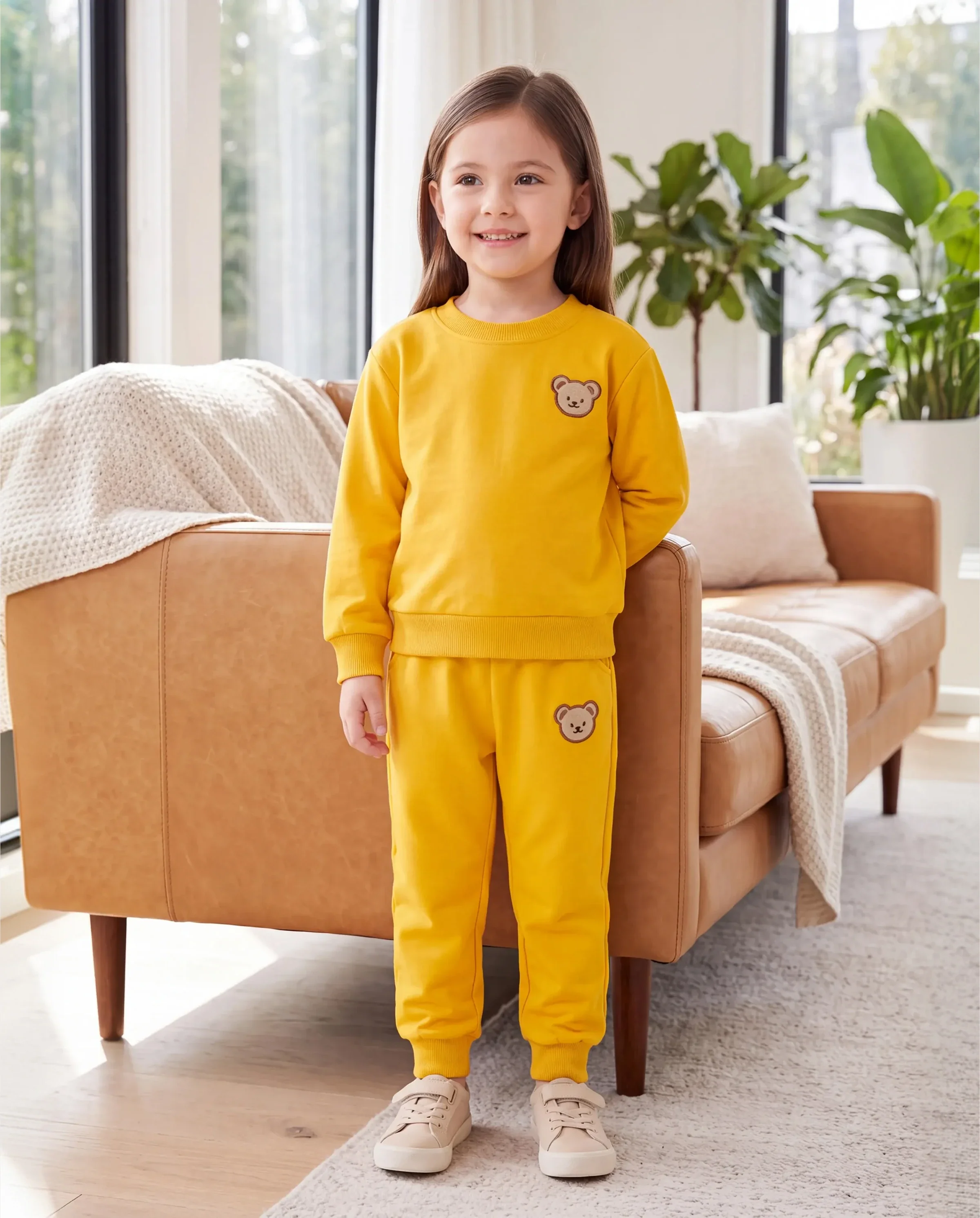 Baby/Toddler Girl/Boy Clothes 2pcs Bear Style Sweatshirt and Pants Set Yellow - Image 9