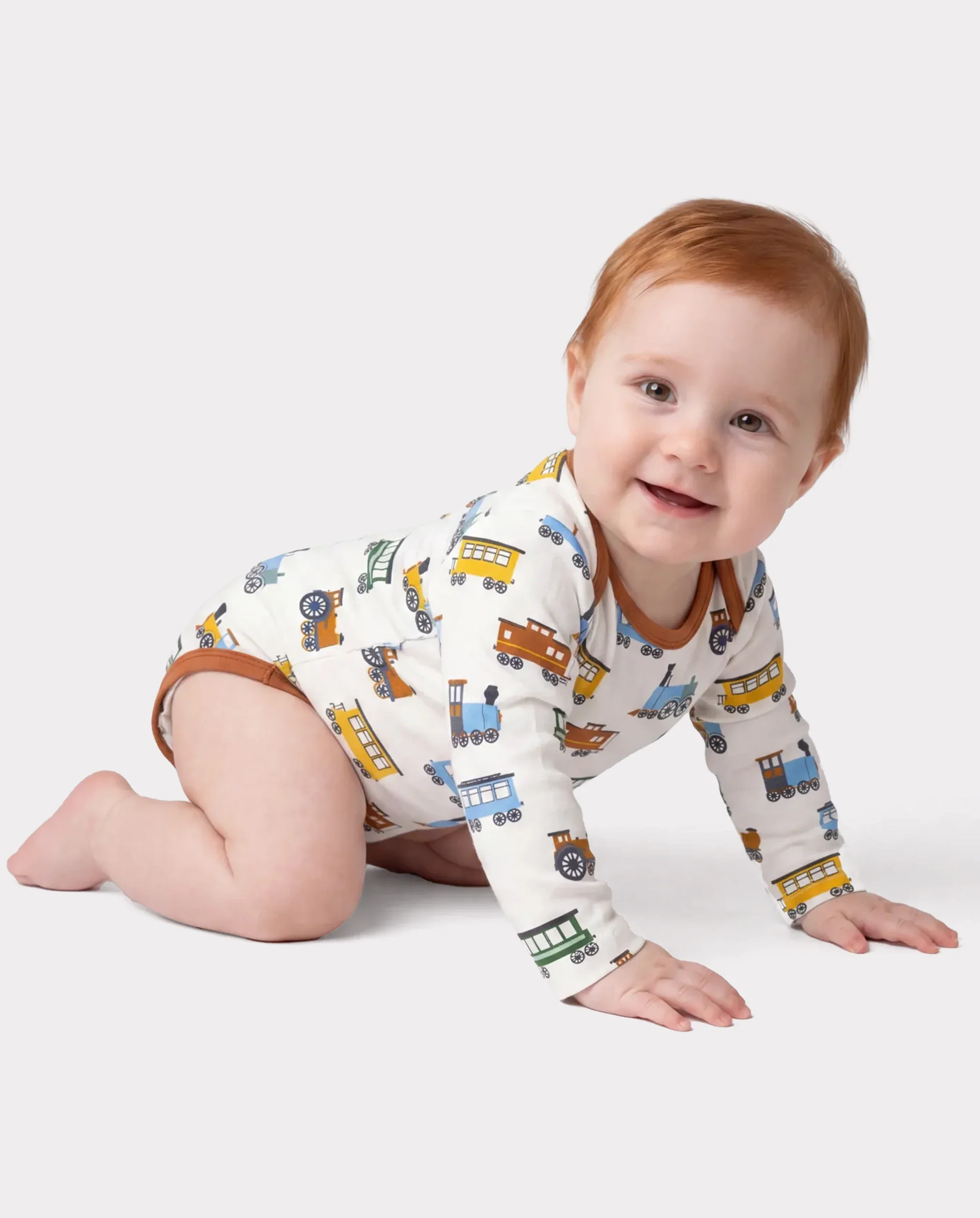 Bamboo Baby Bodysuits 2-piece Flora Long Sleeve Rompers for Baby Girls Infant Brown