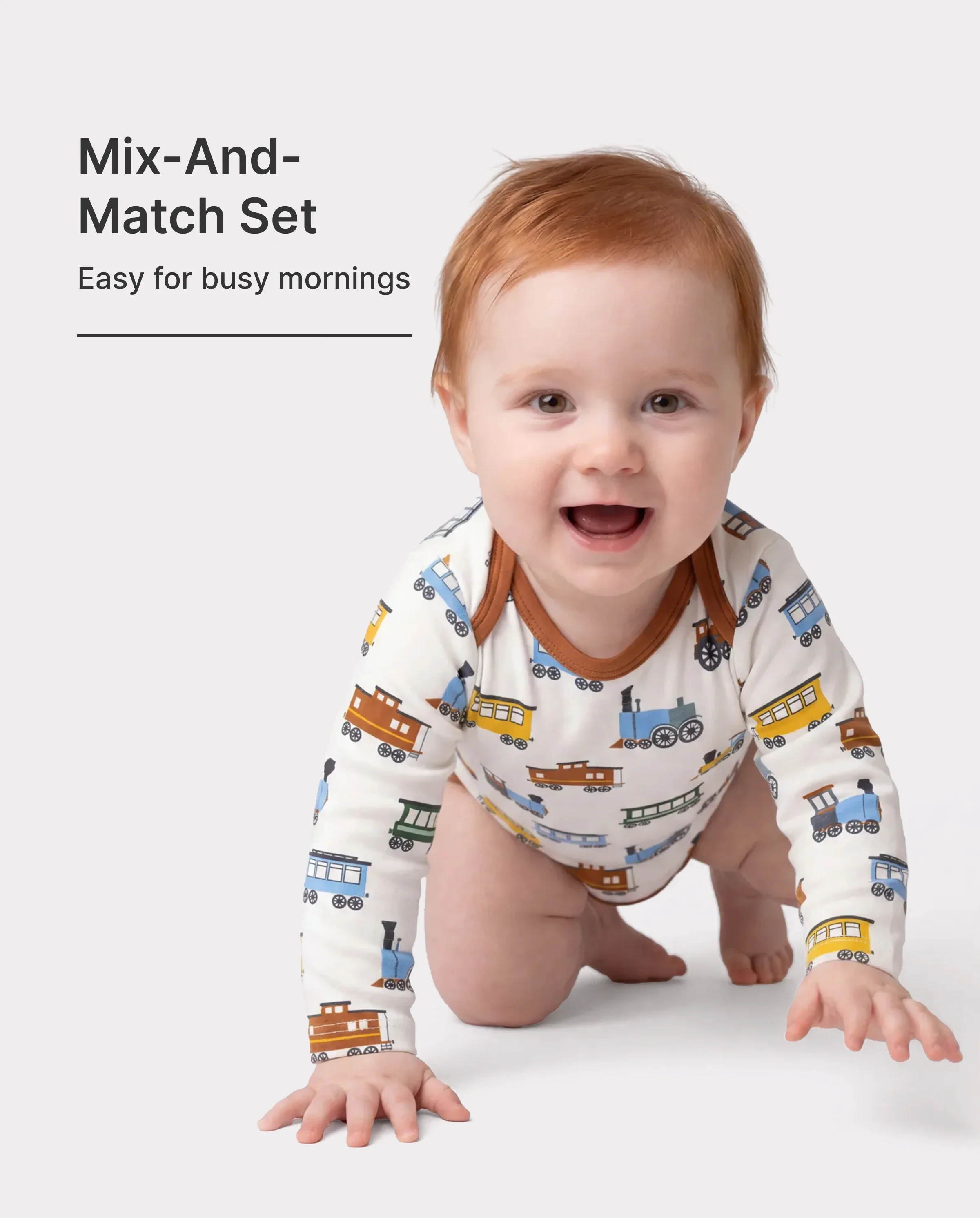 Bamboo Baby Bodysuits 2-piece Flora Long Sleeve Rompers for Baby Girls Infant Brown - Image 2