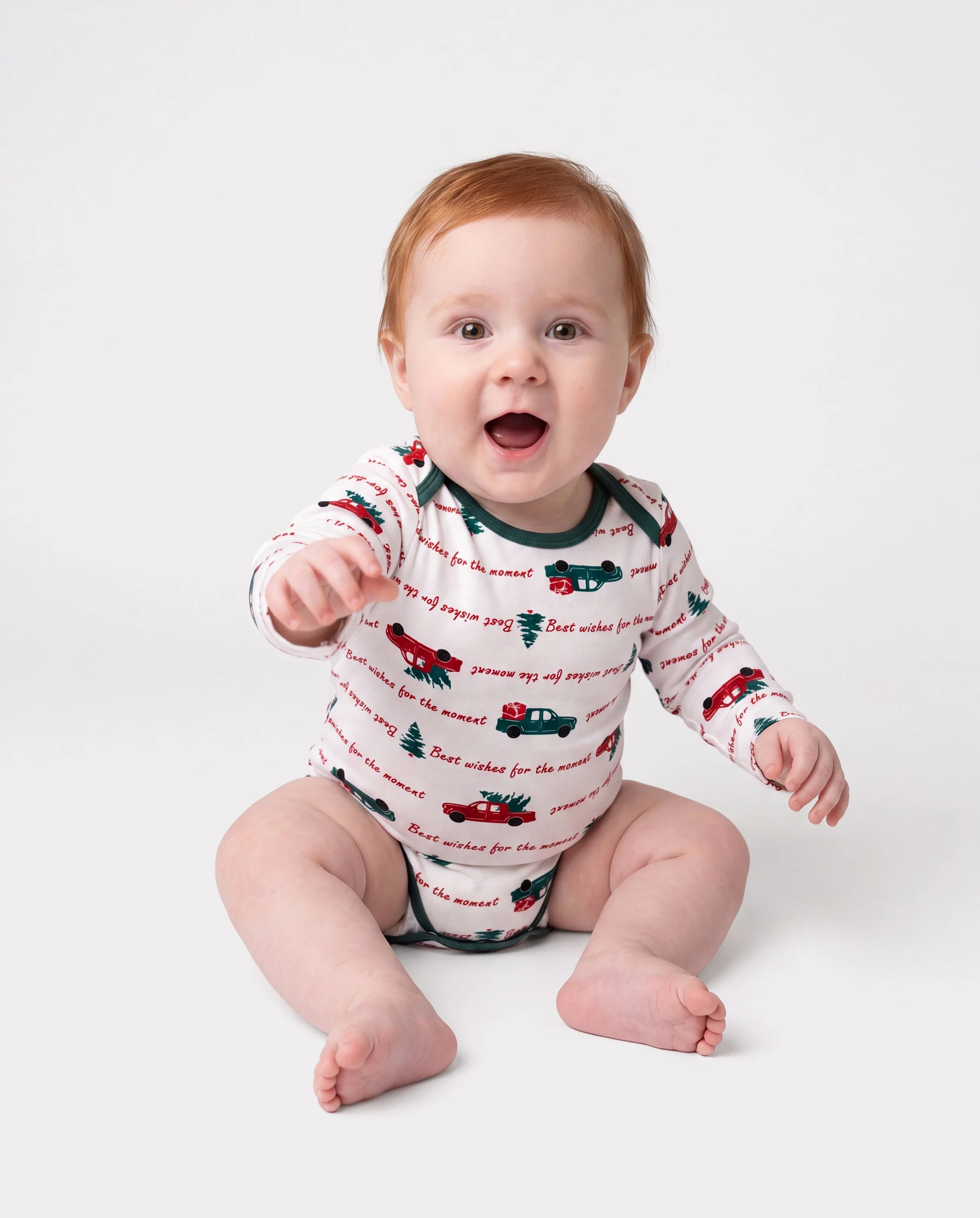 Bamboo Baby Bodysuits 2-piece Flora Long Sleeve Rompers for Baby Girls Infant Green