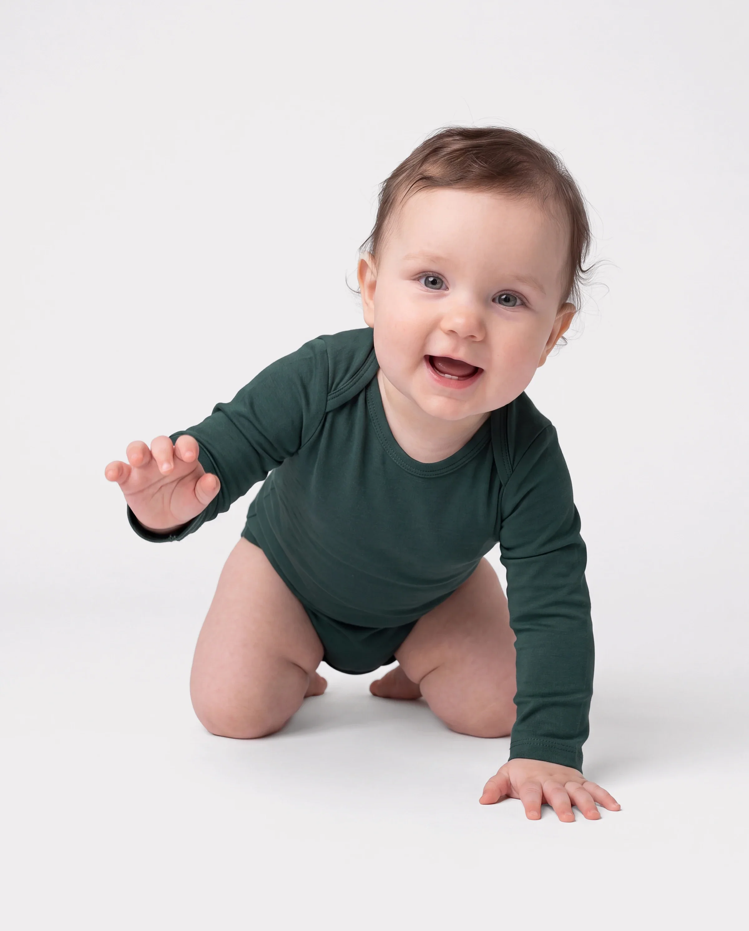 Bamboo Baby Bodysuits 2-piece Flora Long Sleeve Rompers for Baby Girls Infant Green - Image 5