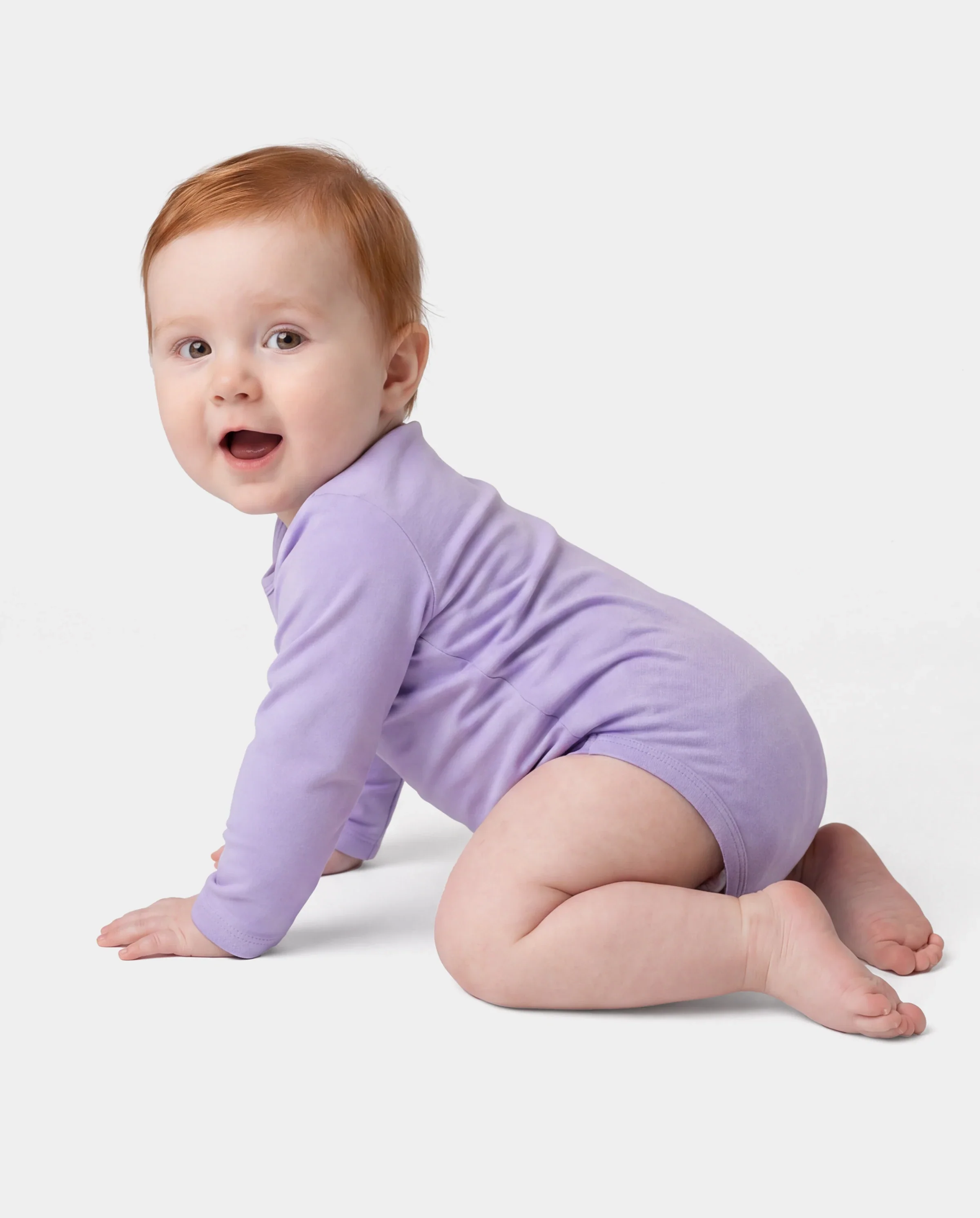 Bamboo Baby Bodysuits 2-piece Flora Long Sleeve Rompers for Baby Girls Infant Purple - Image 2