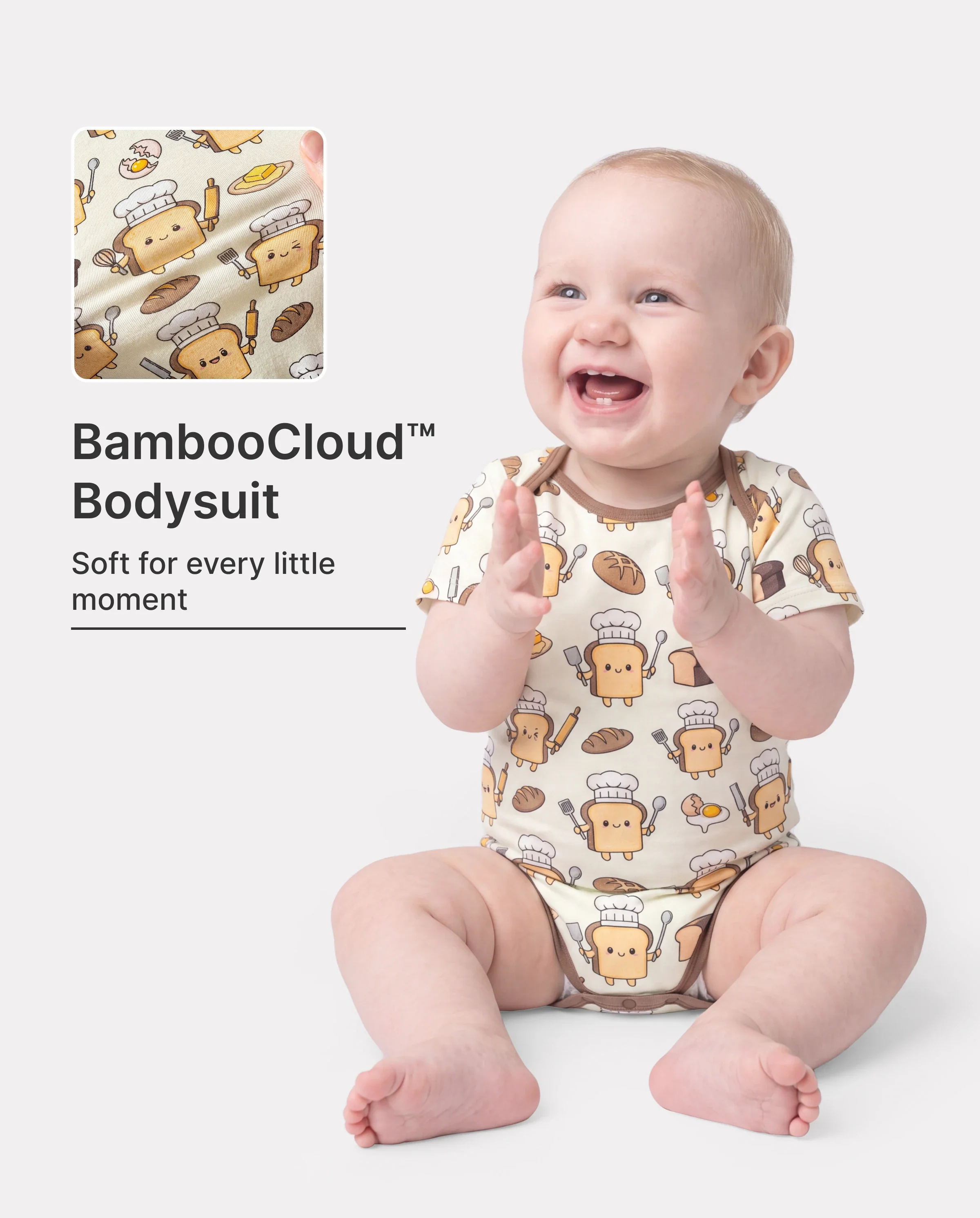 Bamboo Baby Boy/Girl 1pc Allover Print Bodysuits Khaki - Image 2