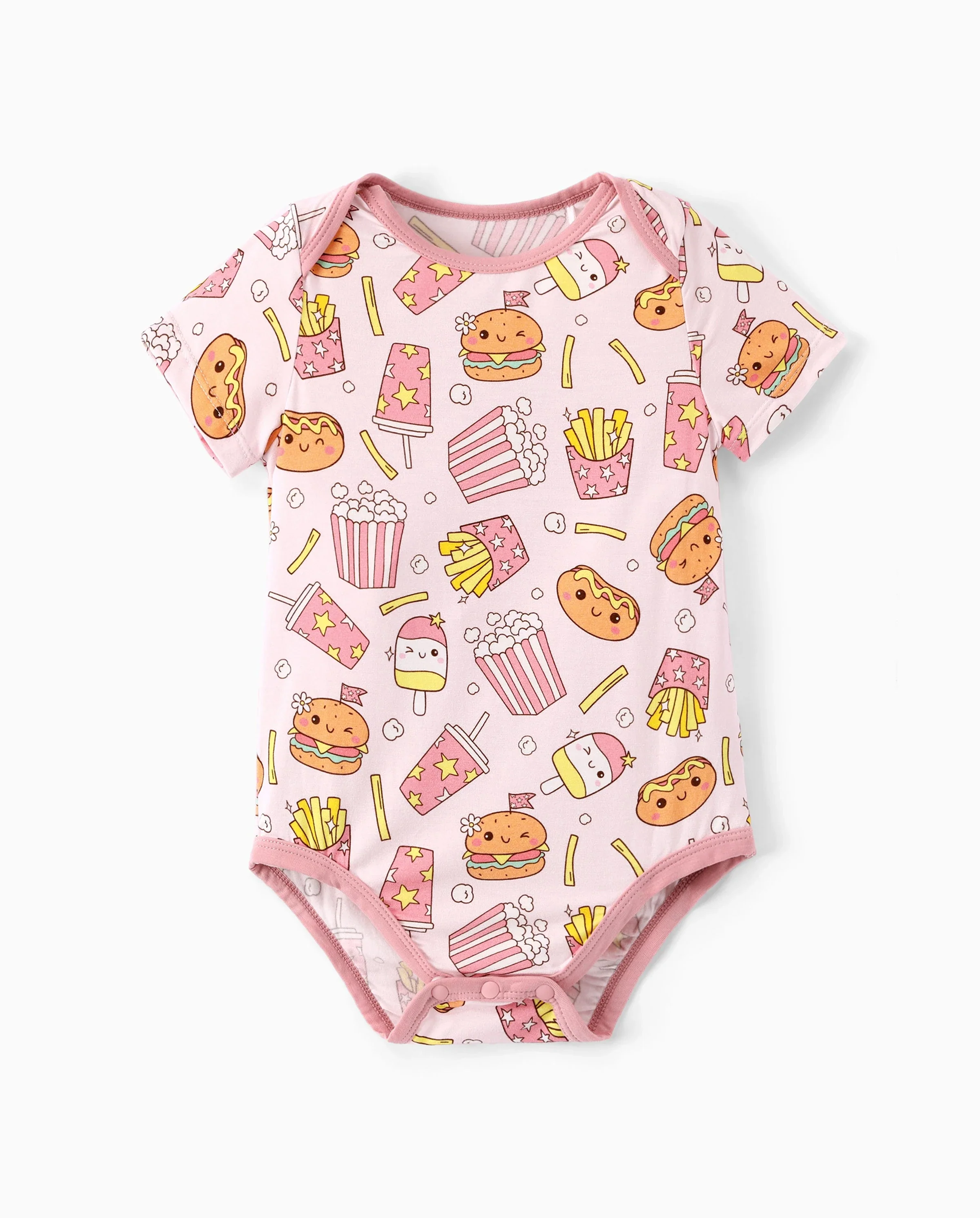 Bamboo Baby Boy/Girl 1pc Allover Print Bodysuits Light Pink - Image 6