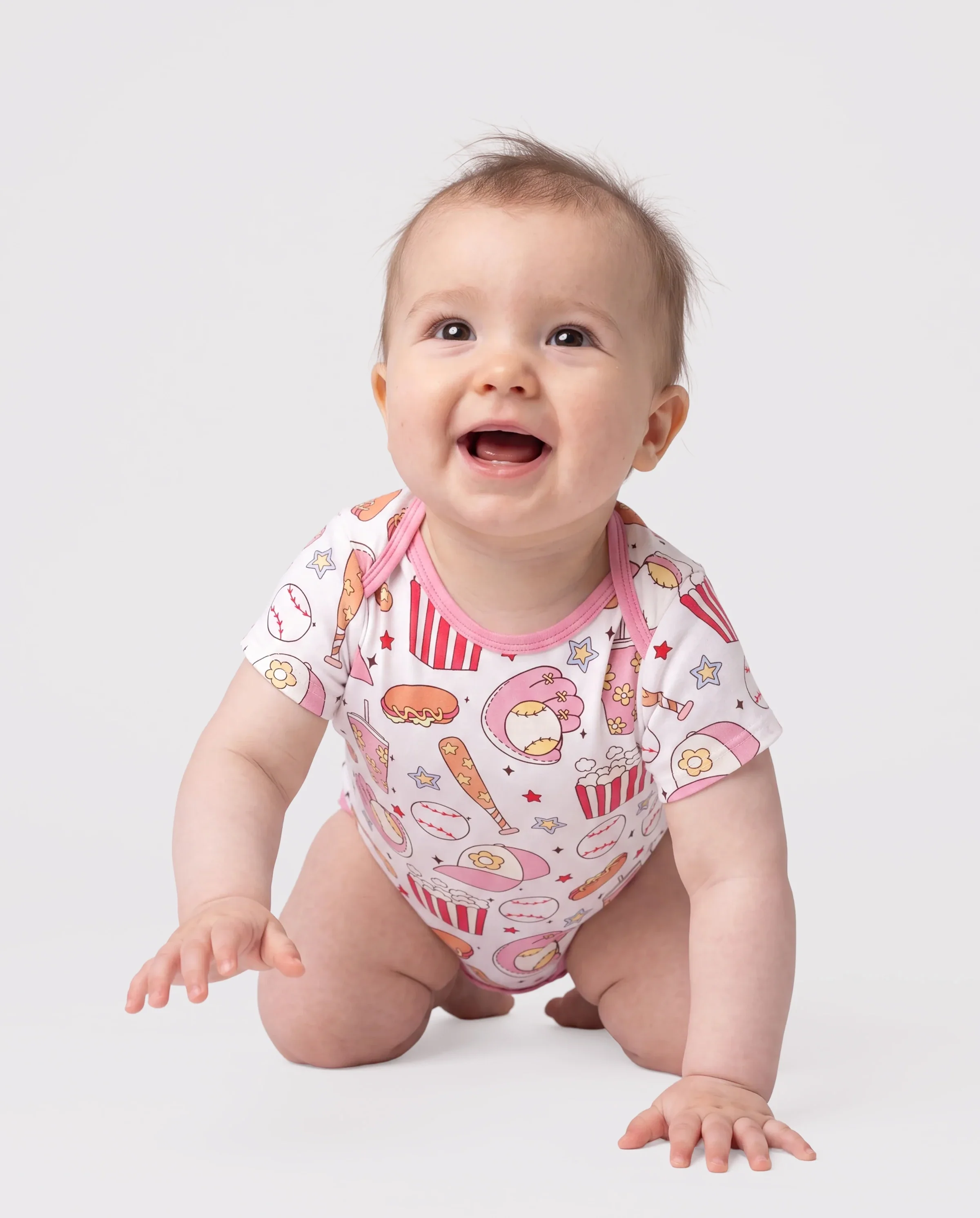 Bamboo Baby Boy/Girl 1pc Allover Print Bodysuits Pink