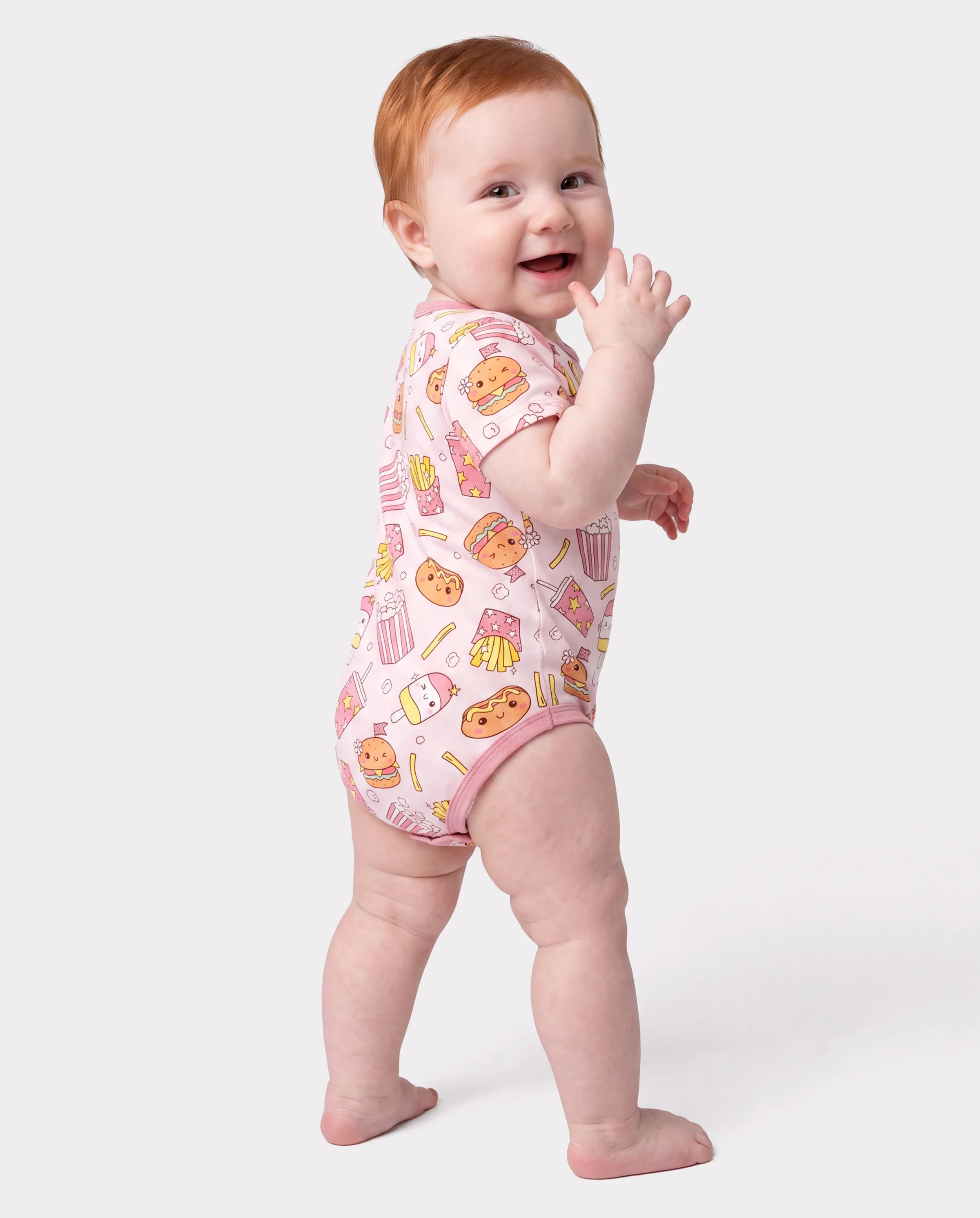 Bamboo Baby Boy/Girl 1pc Allover Print Bodysuits Pink - Image 3