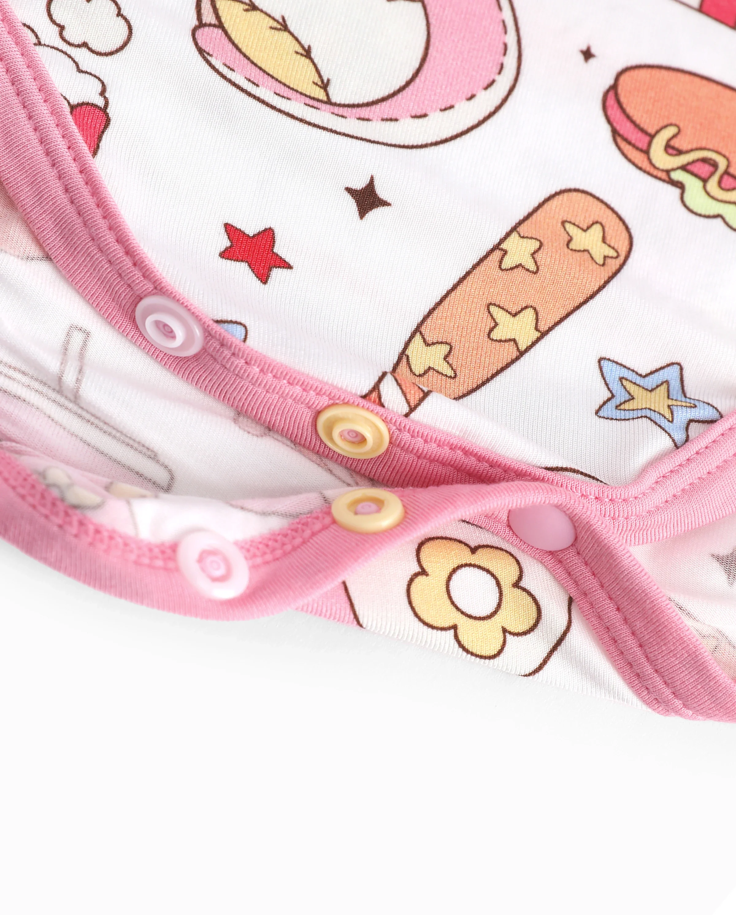 Bamboo Baby Boy/Girl 1pc Allover Print Bodysuits Pink - Image 4