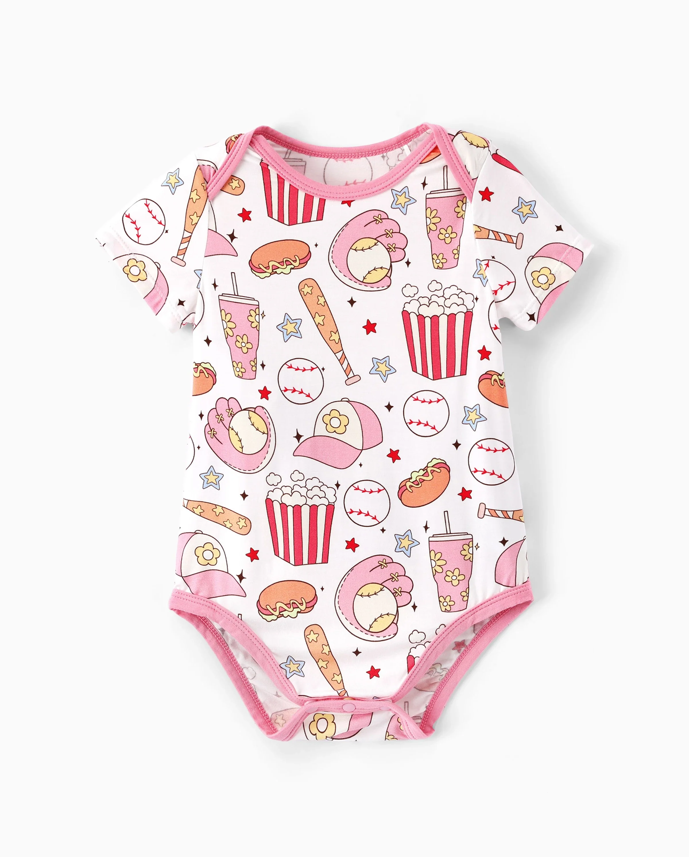 Bamboo Baby Boy/Girl 1pc Allover Print Bodysuits Pink - Image 6