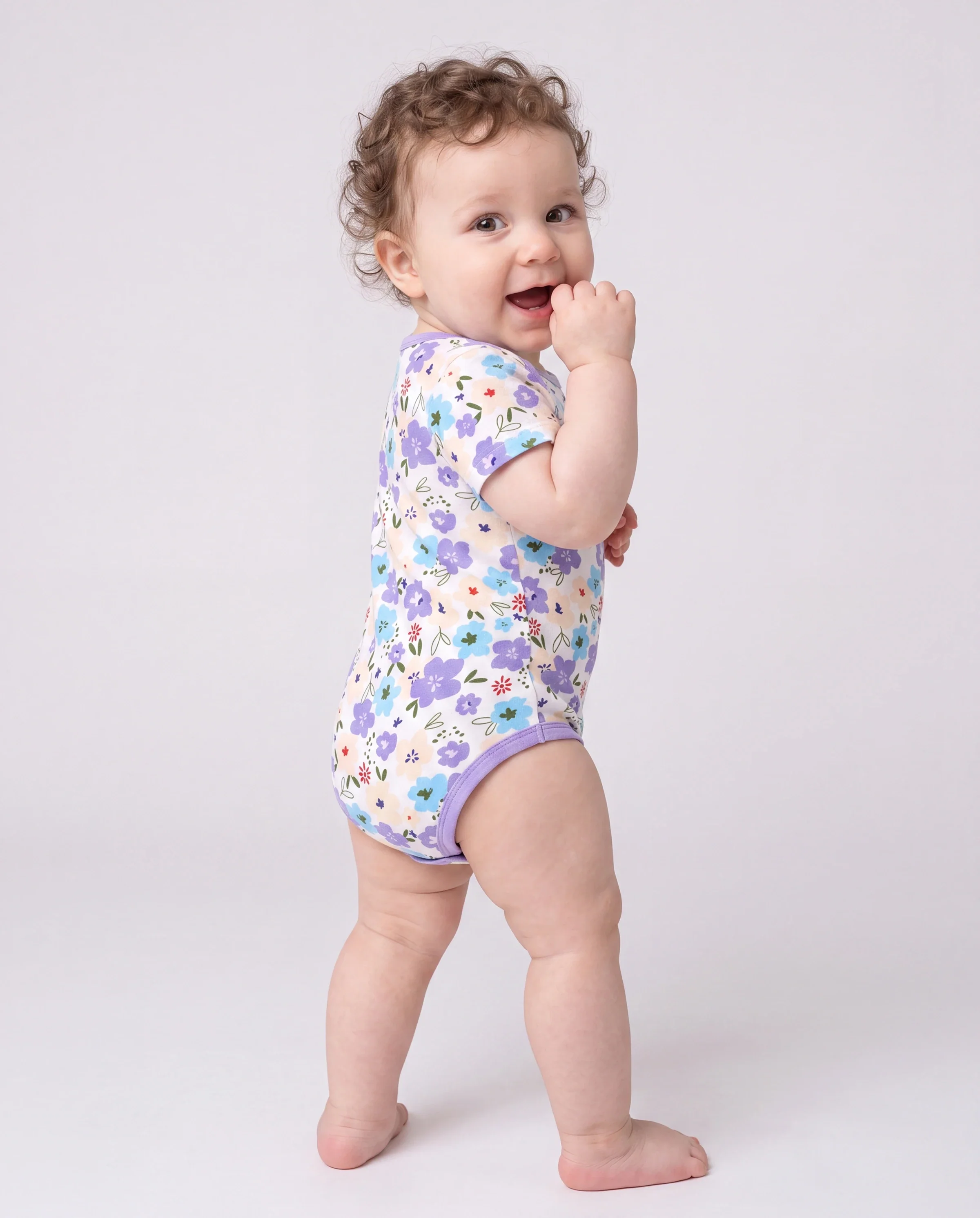Bamboo Baby Boy/Girl 1pc Allover Print  Bodysuits  Purple - Image 3