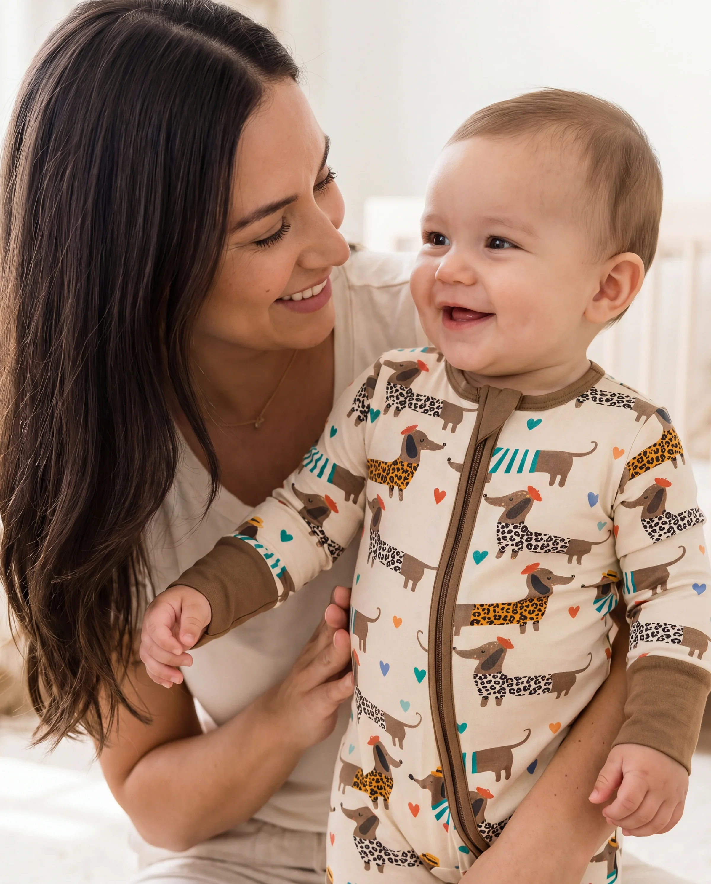 Bamboo Baby Boy/Girl 2-Pack Solid&Bee Printed 2-Way Zipper Anti Slip Footie Coffee - Image 7