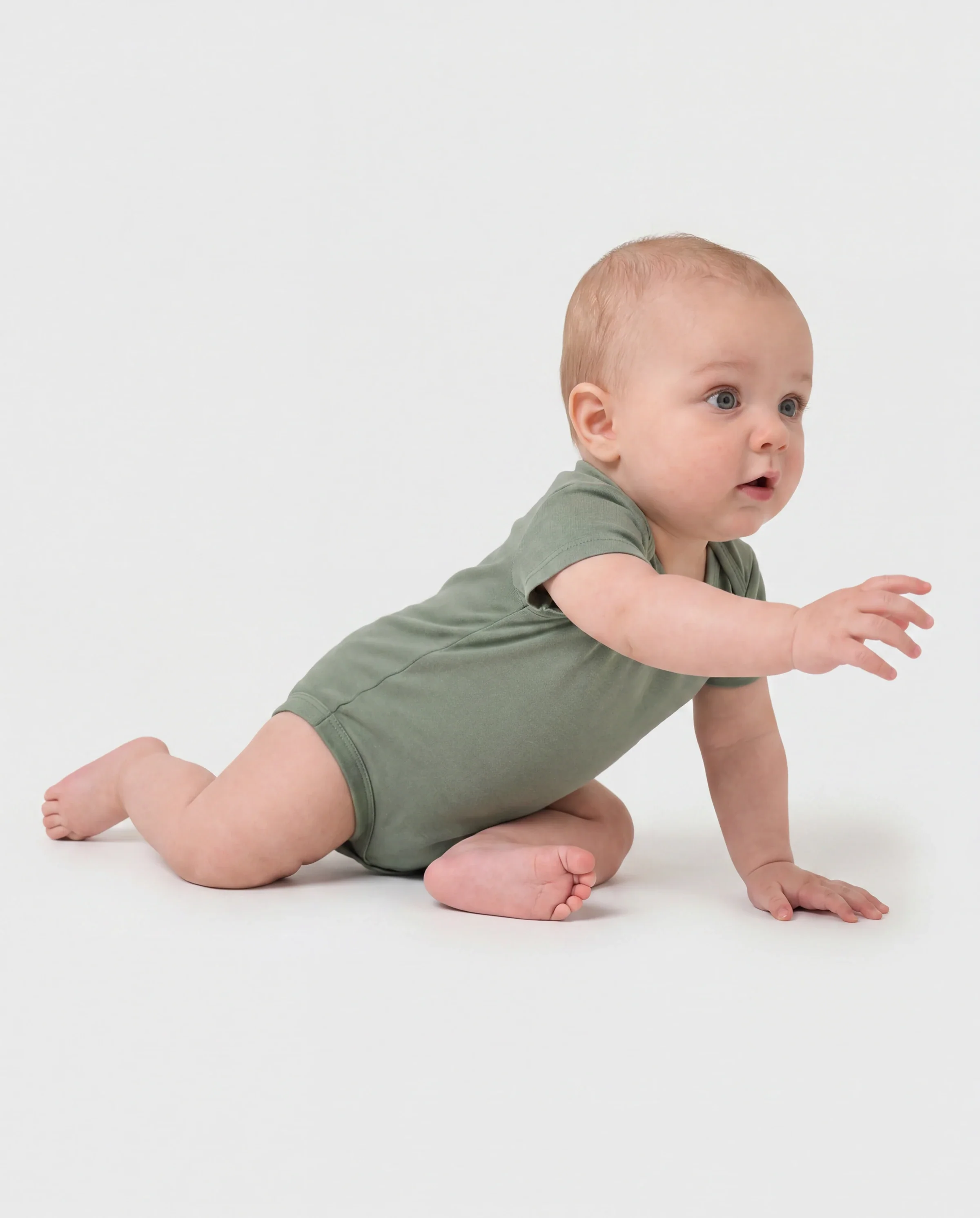 Bamboo Baby Boy/Girl 2-Pack Solid&Printed Rompers Set Green - Image 4
