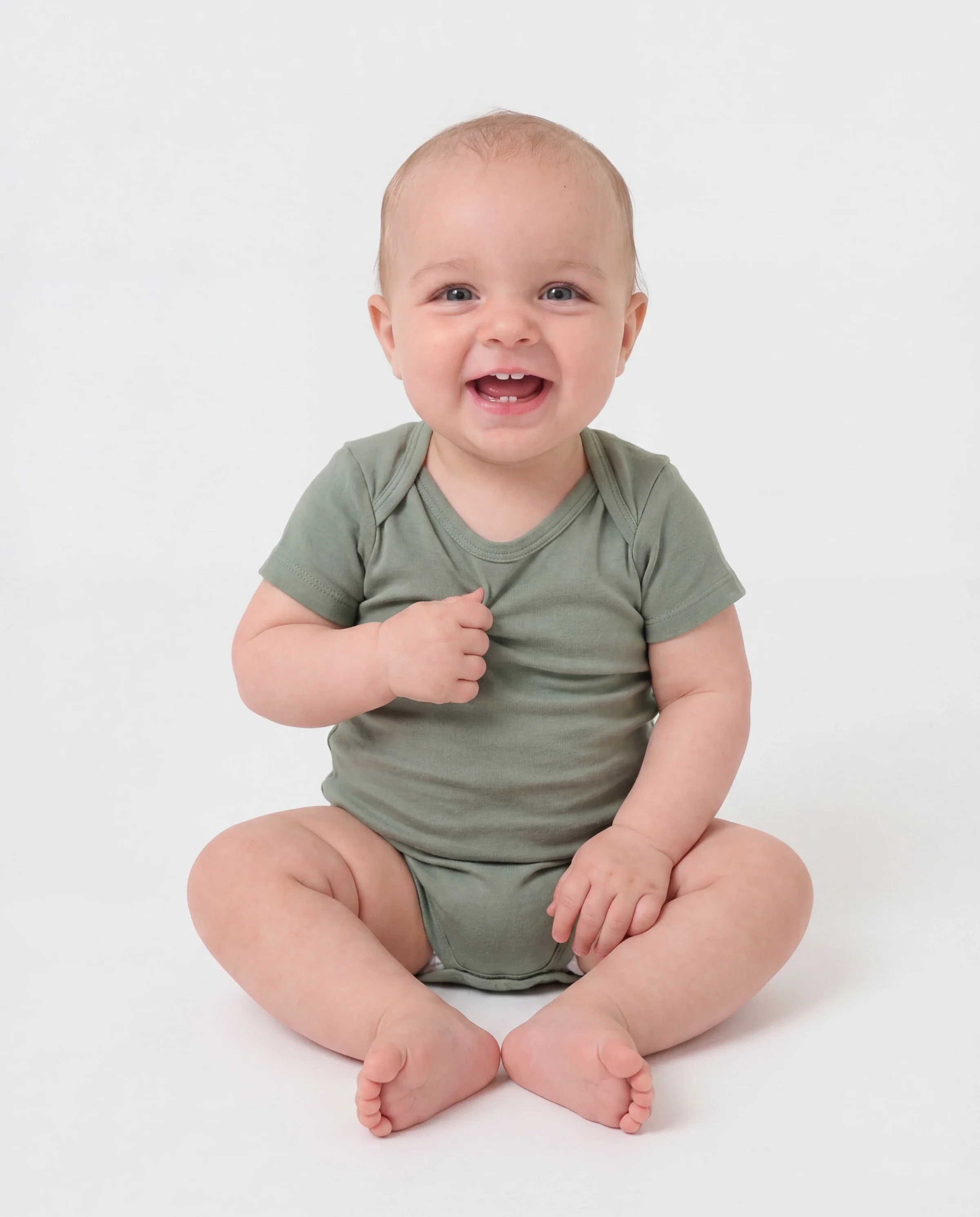 Bamboo Baby Boy/Girl 2-Pack Solid&Printed Rompers Set Green - Image 5