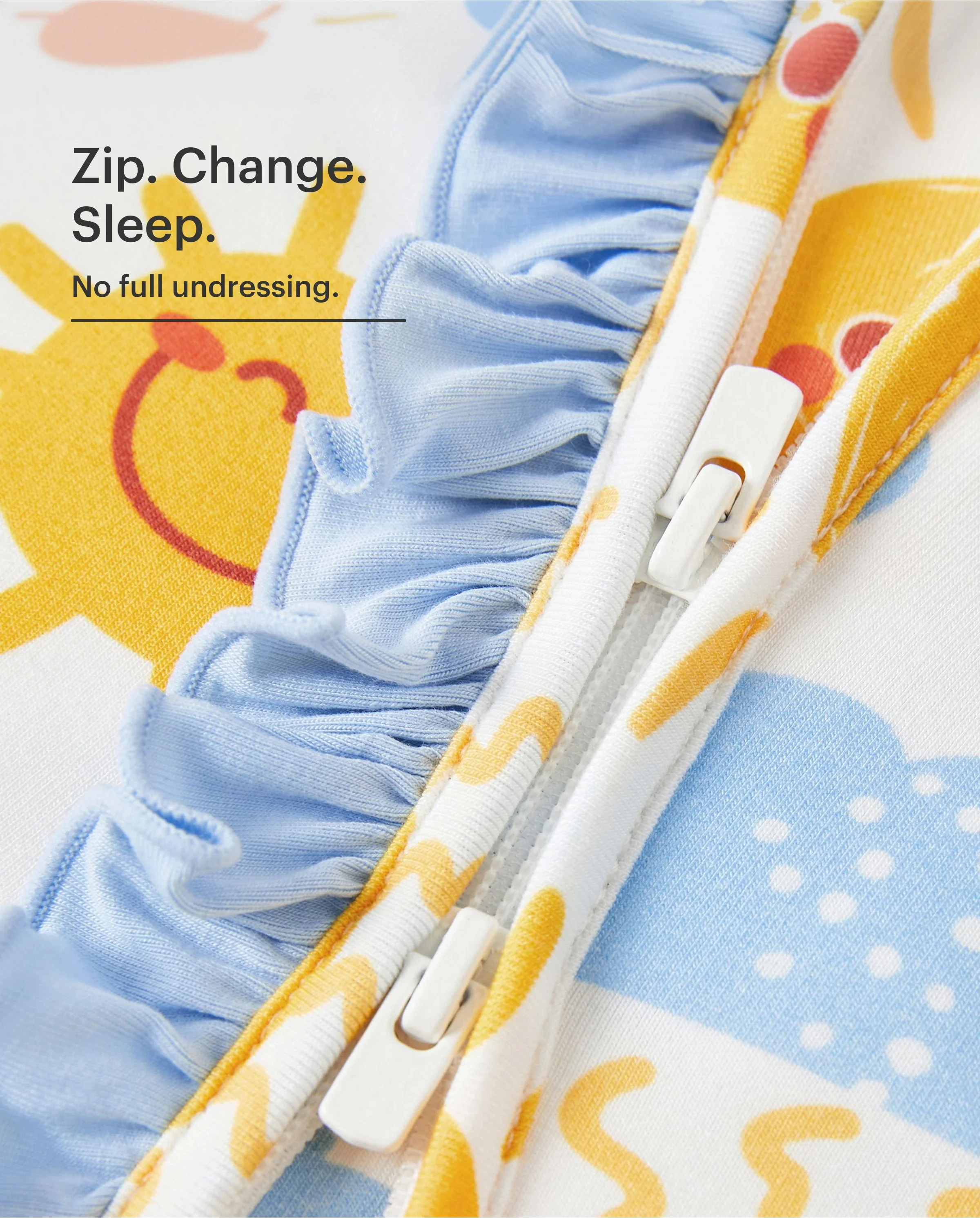 Bamboo Baby Boy/Girl Animal Printed 2-Way Zipper Anti Slip Long-sleeve Footie with/without Hairband Light Blue - Image 4