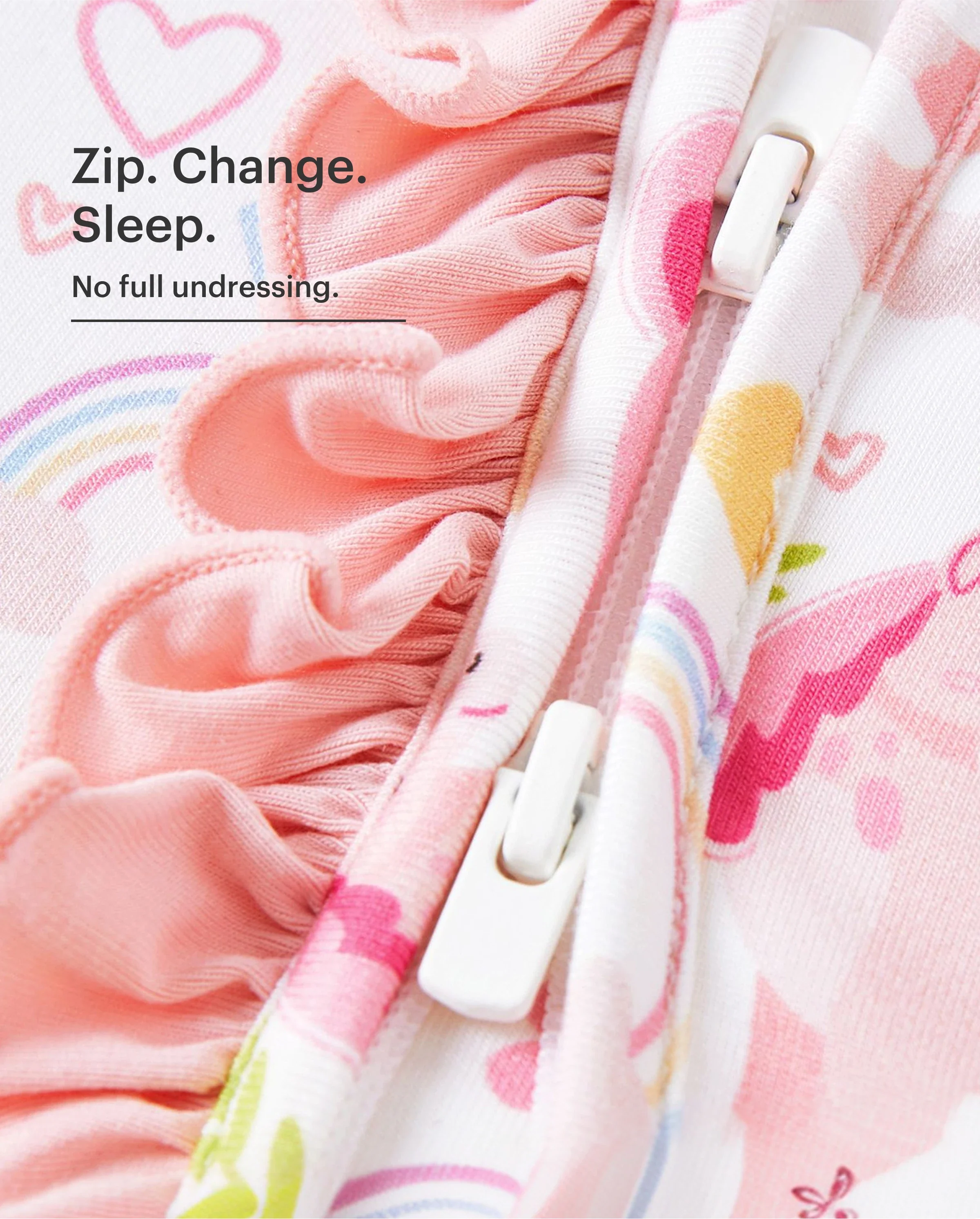 Bamboo Baby Boy/Girl Animal Printed 2-Way Zipper Anti Slip Long-sleeve Footie with/without Hairband Pink - Image 4