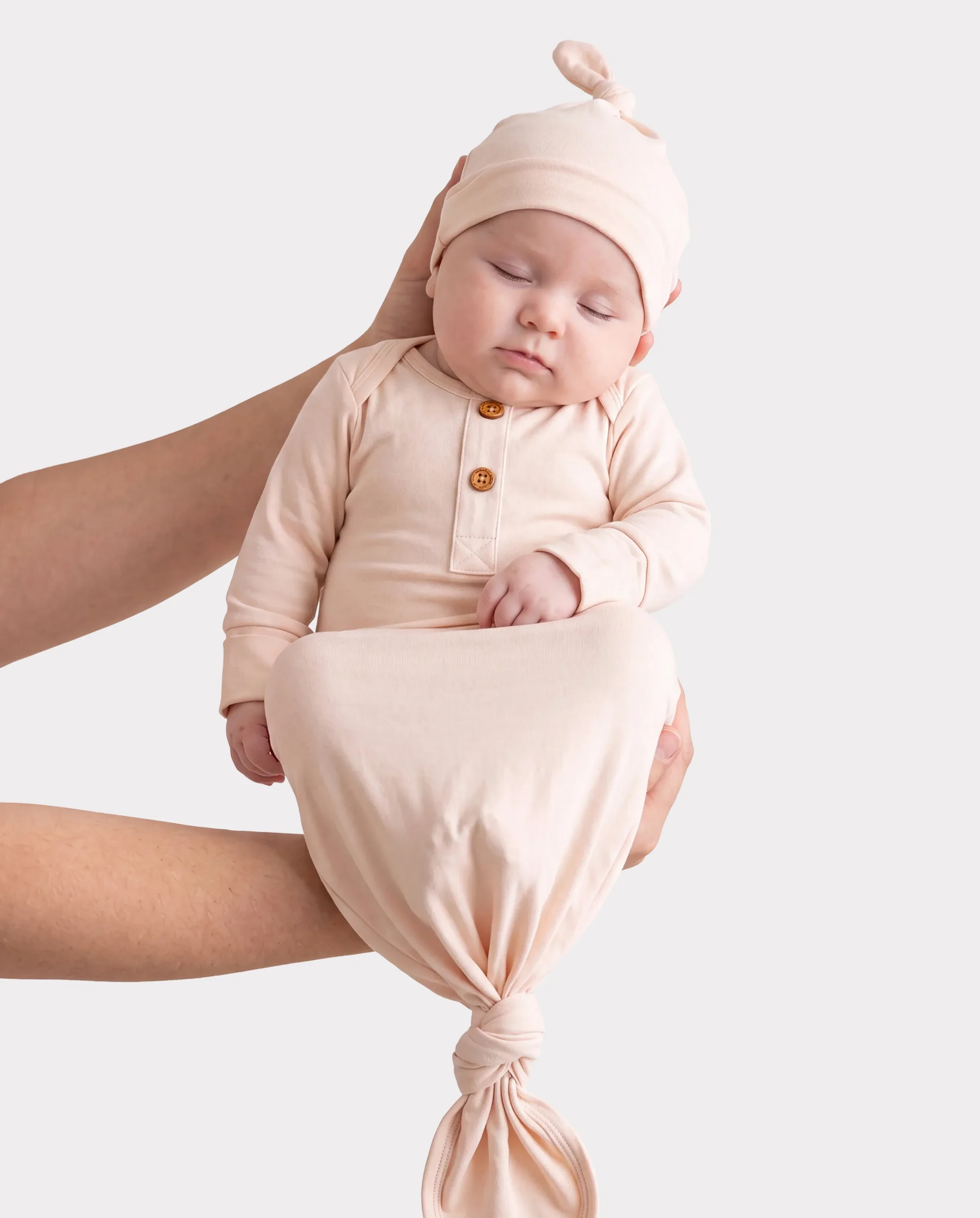 Bamboo Baby Boy/Girl Sleeping Bag Infant Gown with Hat Apricot - Image 2