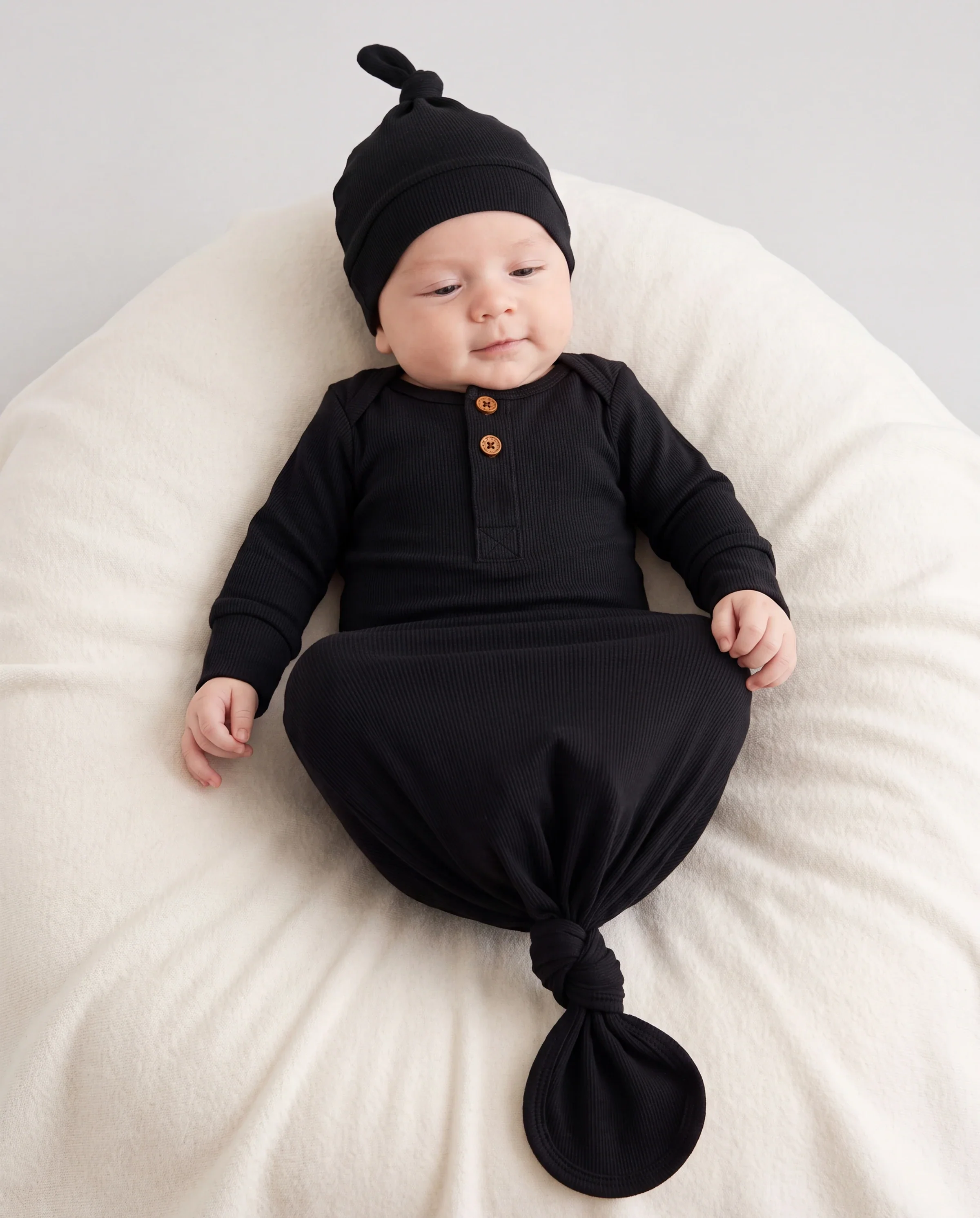 Bamboo Baby Boy/Girl Sleeping Bag Infant Gown with Hat Black - Image 3