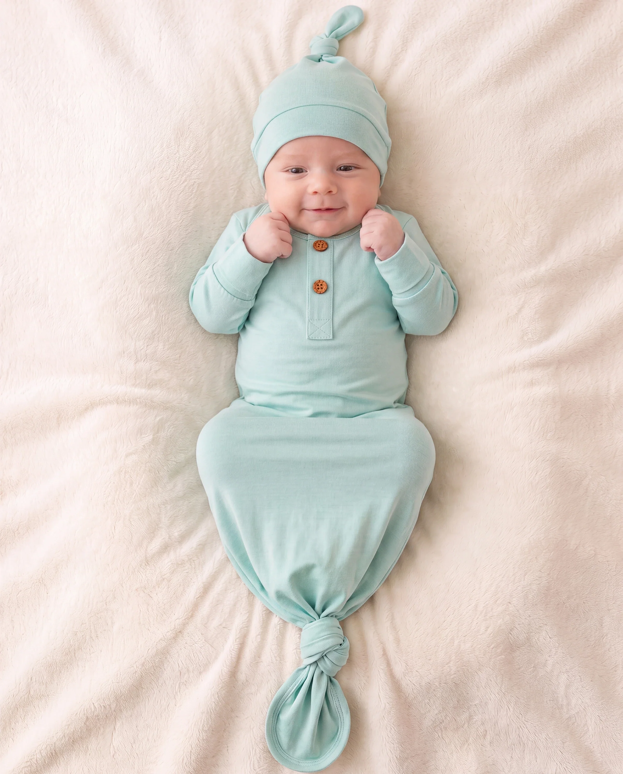 Bamboo Baby Boy/Girl Sleeping Bag Infant Gown with Hat Light Green - Image 3