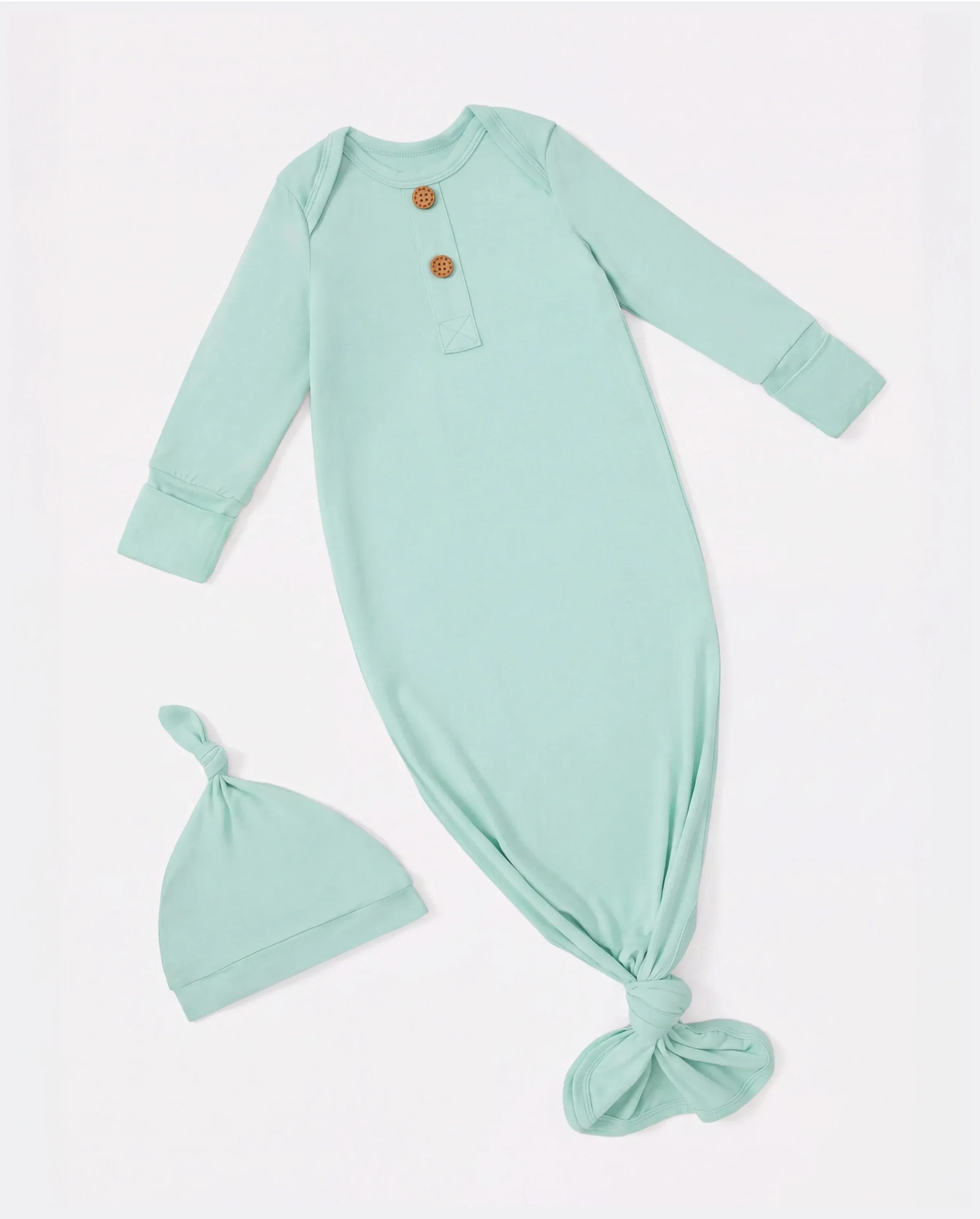Bamboo Baby Boy/Girl Sleeping Bag Infant Gown with Hat Light Green - Image 5