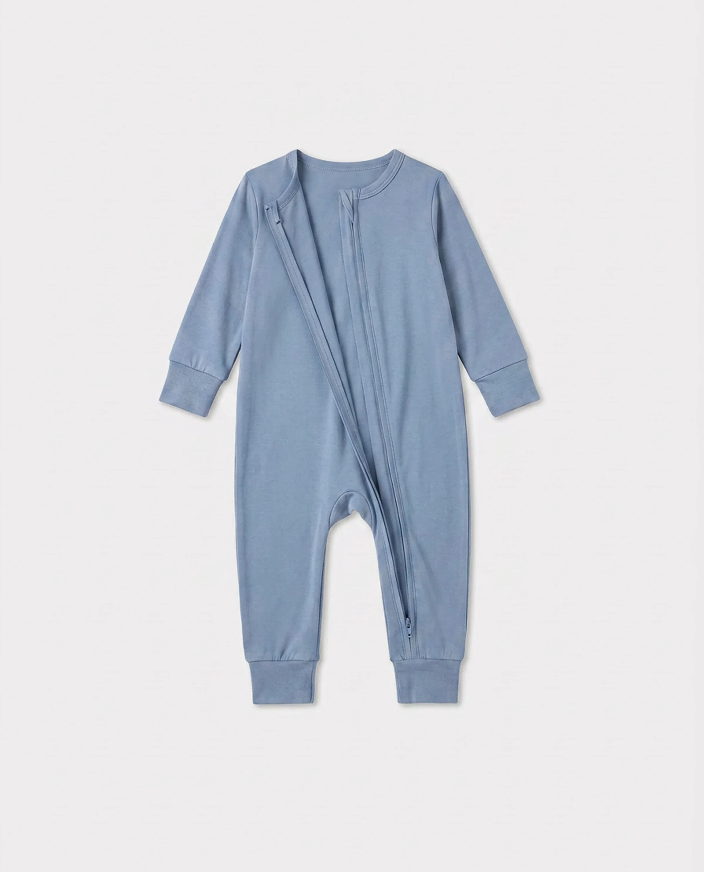 Bamboo Baby Boy/Girl Zip-Up Pajamas Bluish Grey - Image 8