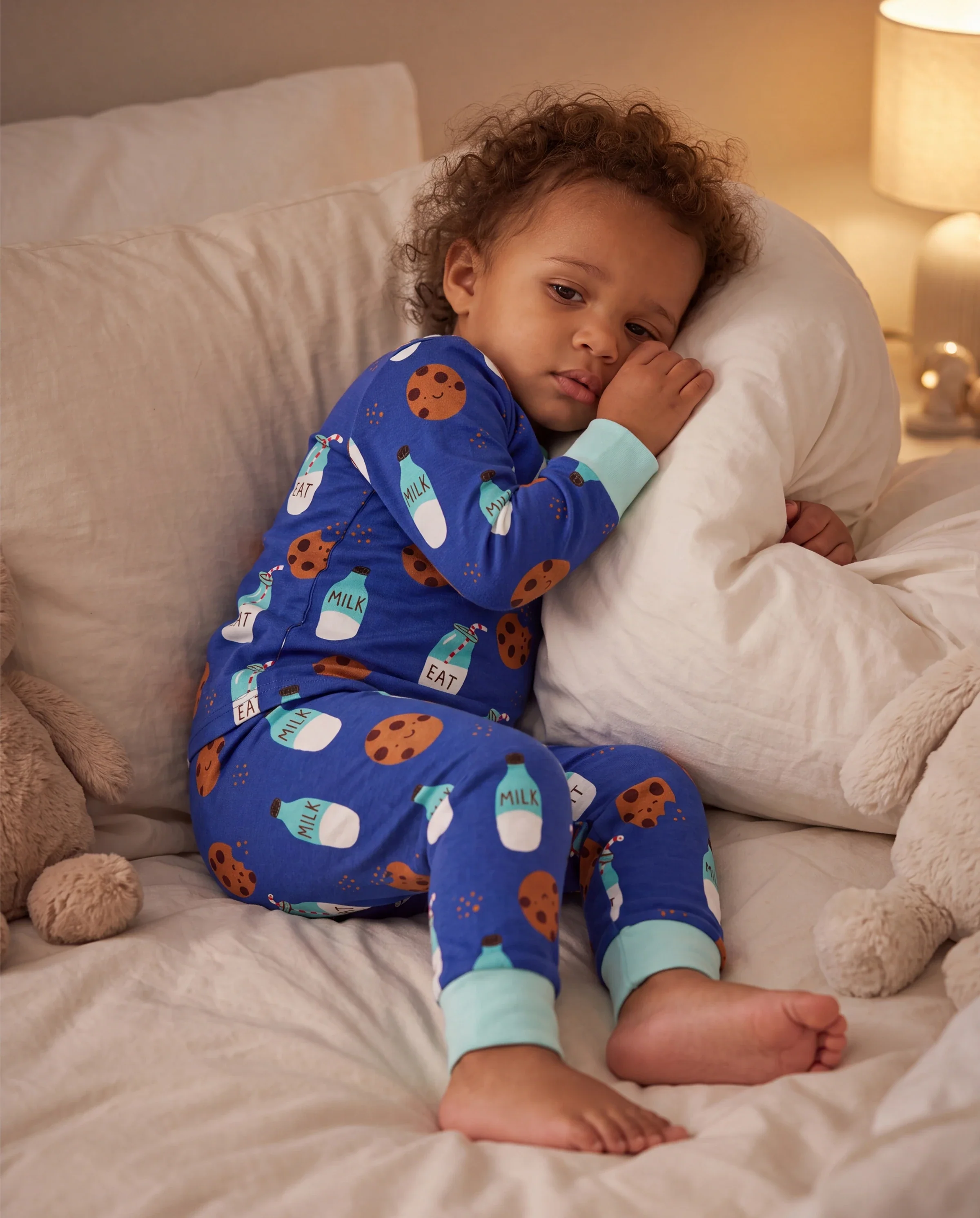 Bamboo Baby/Toddler 2-Piece Childlike Animal Print Snug-Fitting Pajamas Set Blue - Image 8