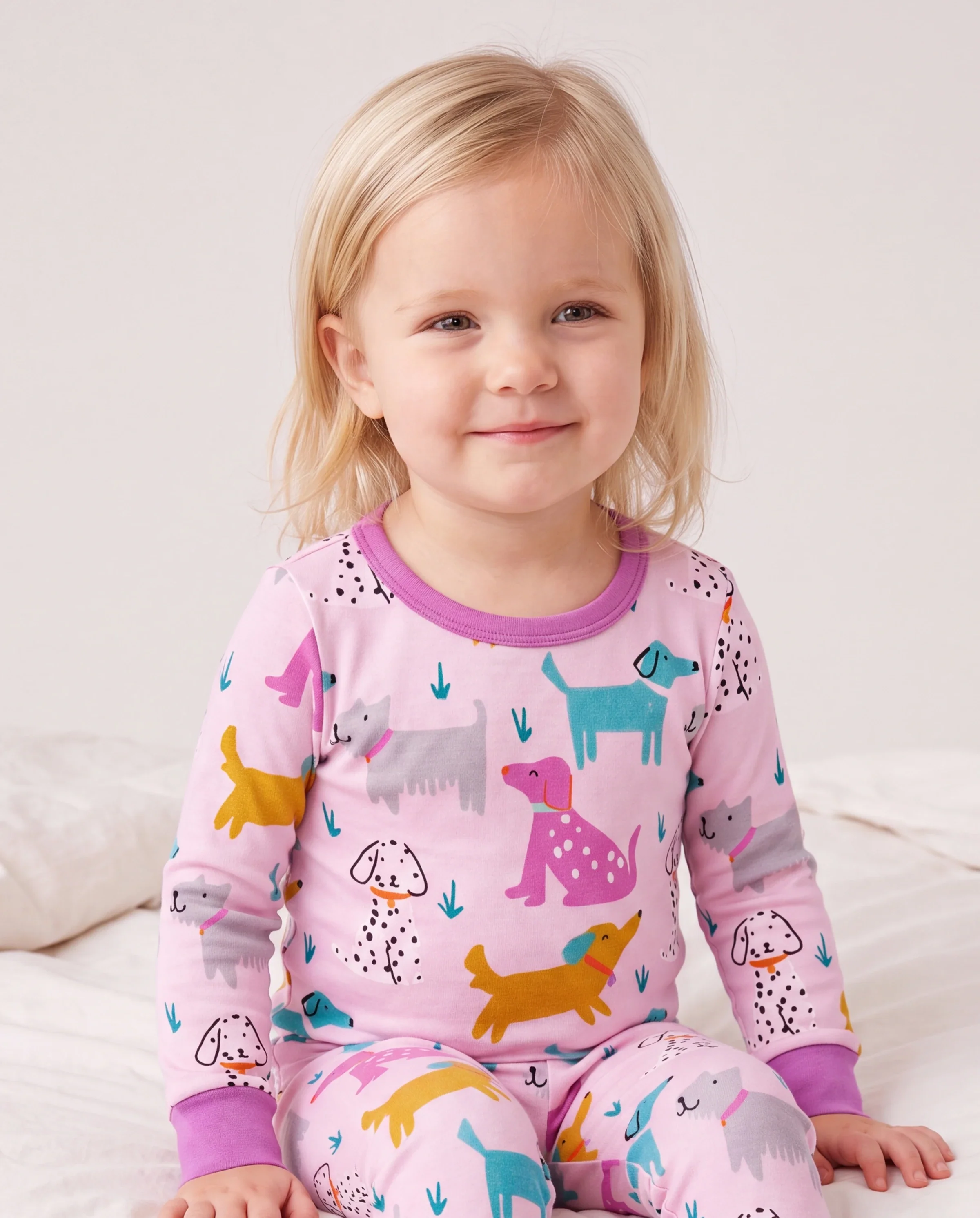 Bamboo Baby/Toddler 2-Piece Childlike Animal Print Snug-Fitting Pajamas Set Hot Pink - Image 3
