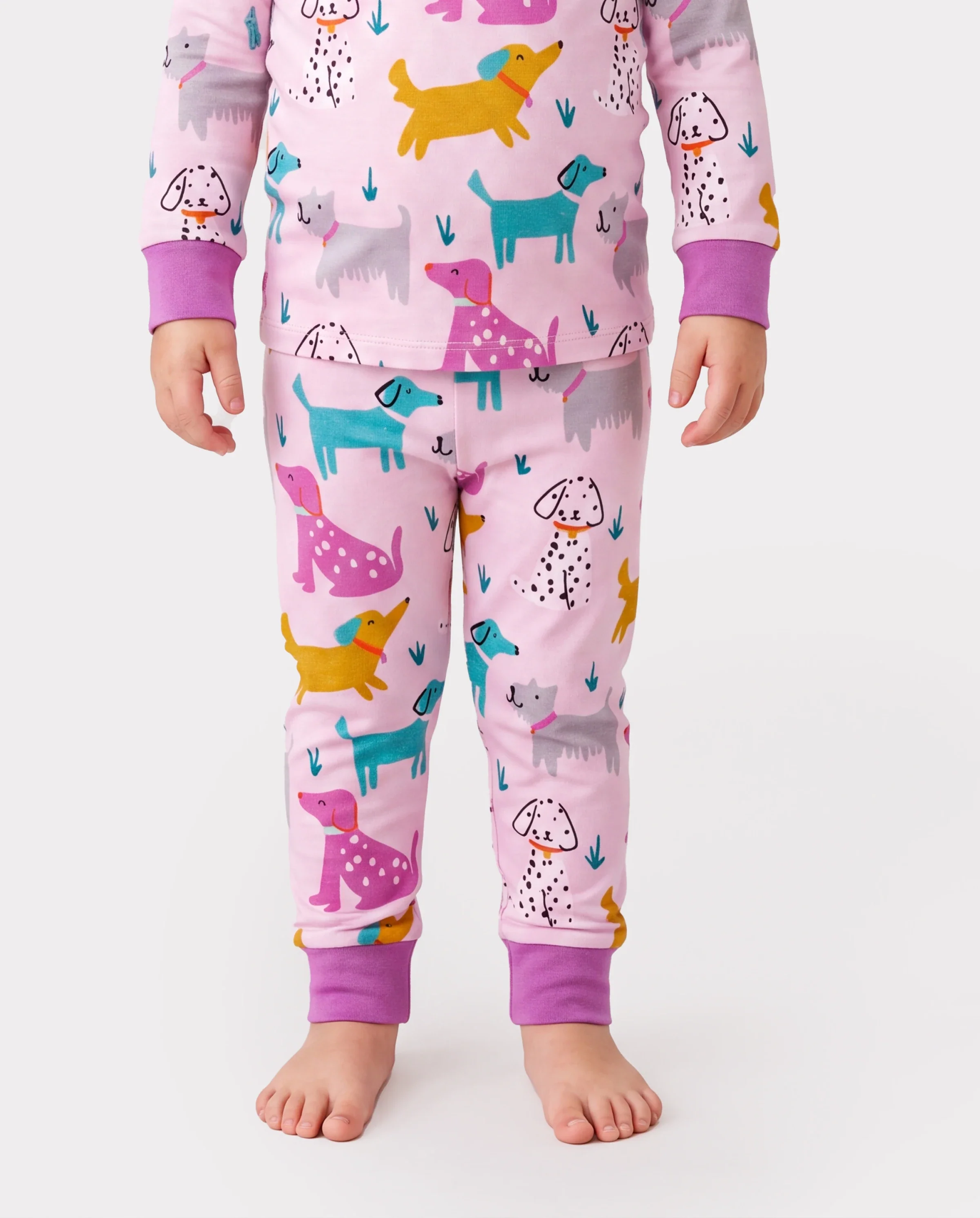 Bamboo Baby/Toddler 2-Piece Childlike Animal Print Snug-Fitting Pajamas Set Hot Pink - Image 4