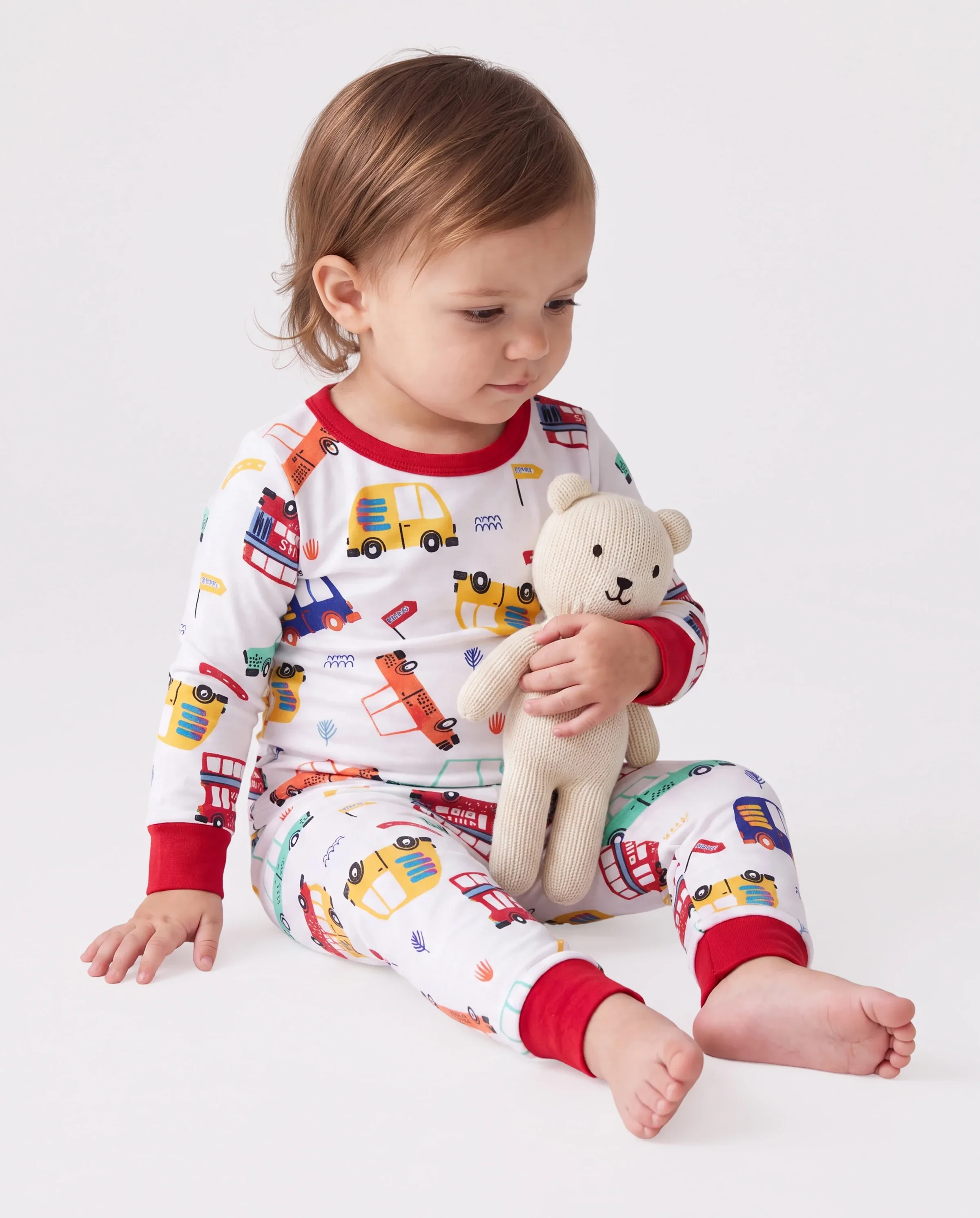Bamboo Baby/Toddler 2-Piece Childlike Animal Print Snug-Fitting Pajamas Set Red