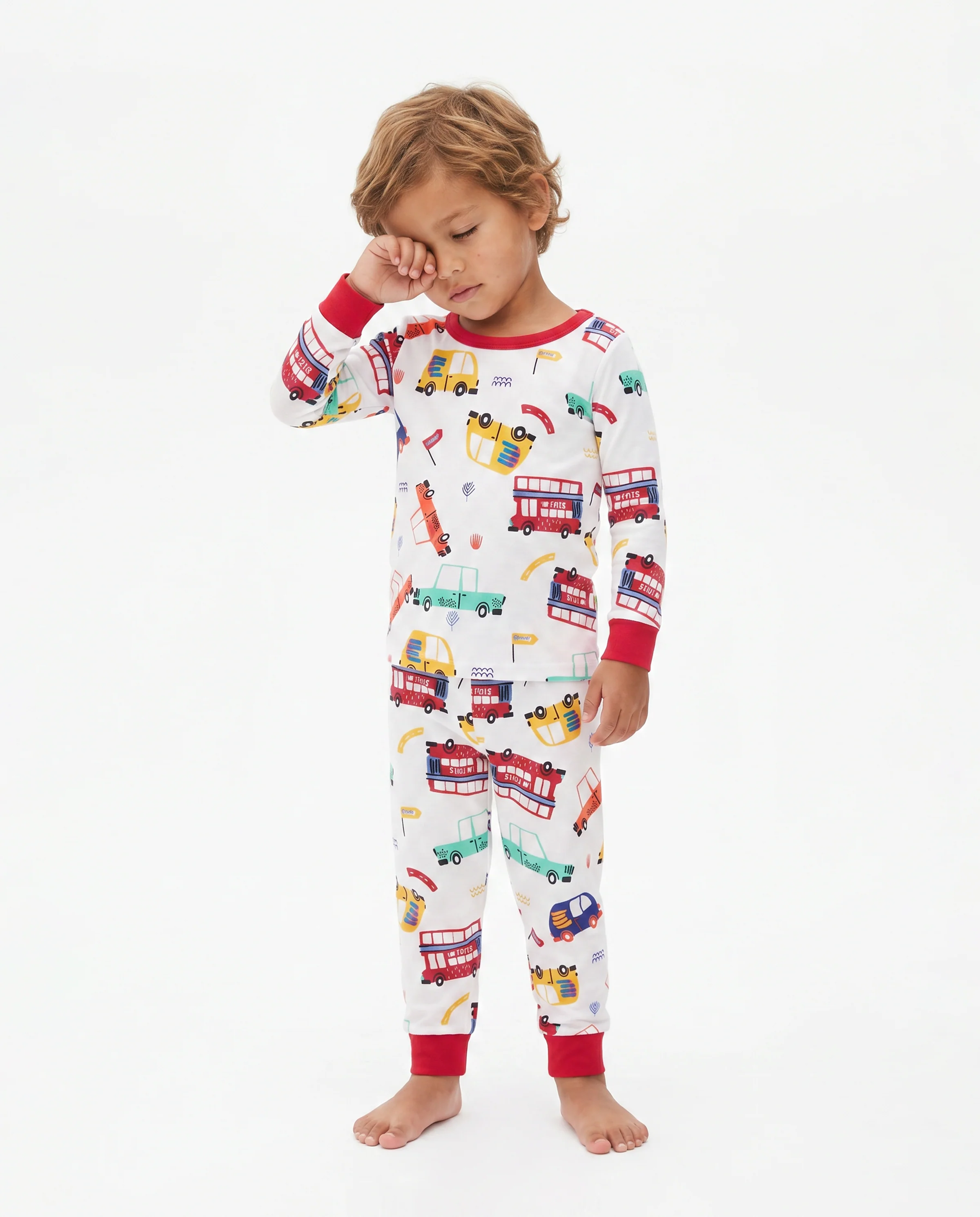 Bamboo Baby/Toddler 2-Piece Childlike Animal Print Snug-Fitting Pajamas Set Red - Image 3