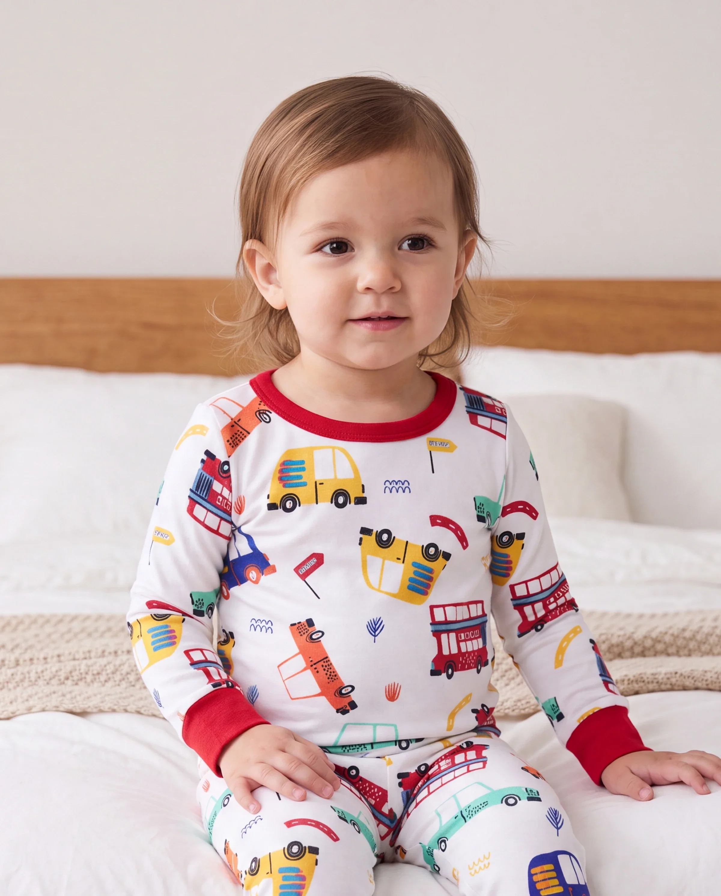 Bamboo Baby/Toddler 2-Piece Childlike Animal Print Snug-Fitting Pajamas Set Red - Image 4