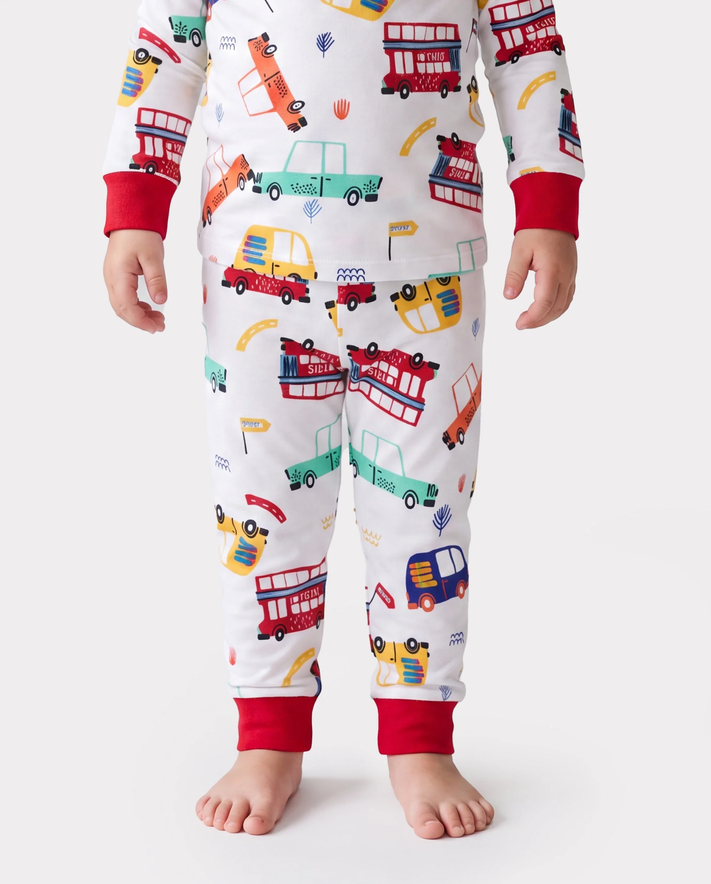 Bamboo Baby/Toddler 2-Piece Childlike Animal Print Snug-Fitting Pajamas Set Red - Image 5