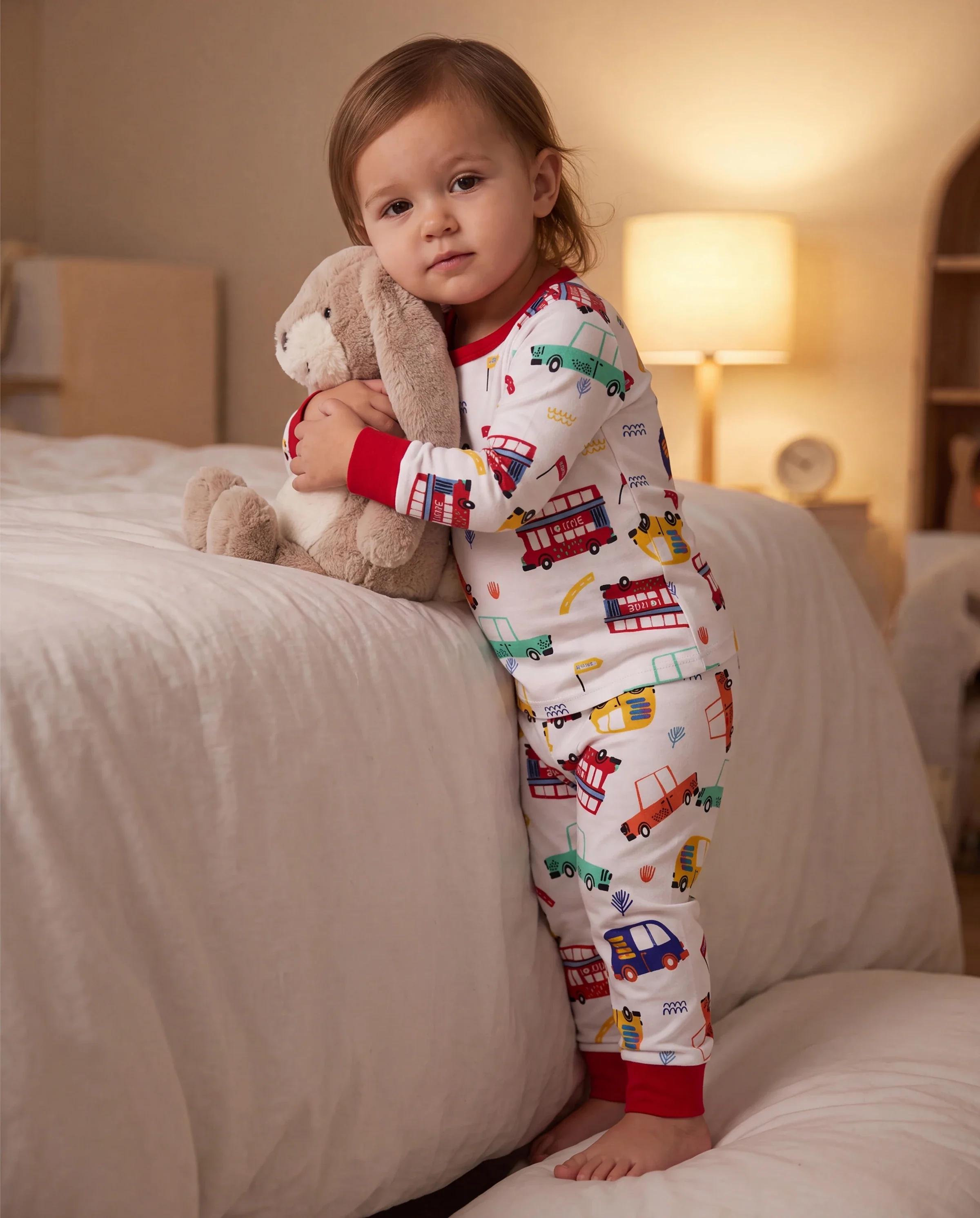 Bamboo Baby/Toddler 2-Piece Childlike Animal Print Snug-Fitting Pajamas Set Red - Image 8