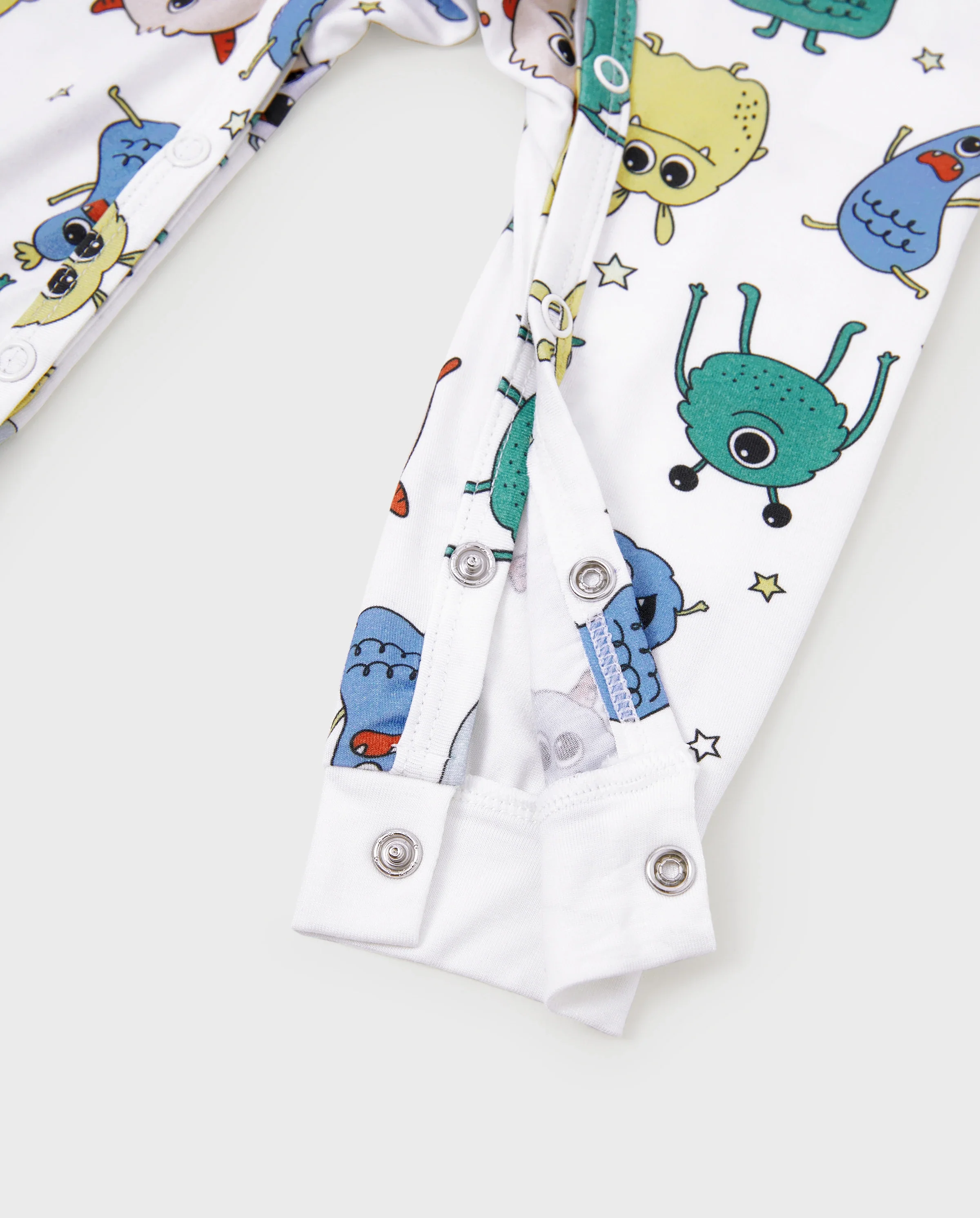 Bamboo Family Pajamas Cute Little Monster Print Short-sleeve Matching Pajama Set ( Snug-Fitting for Children ) White - Image 8